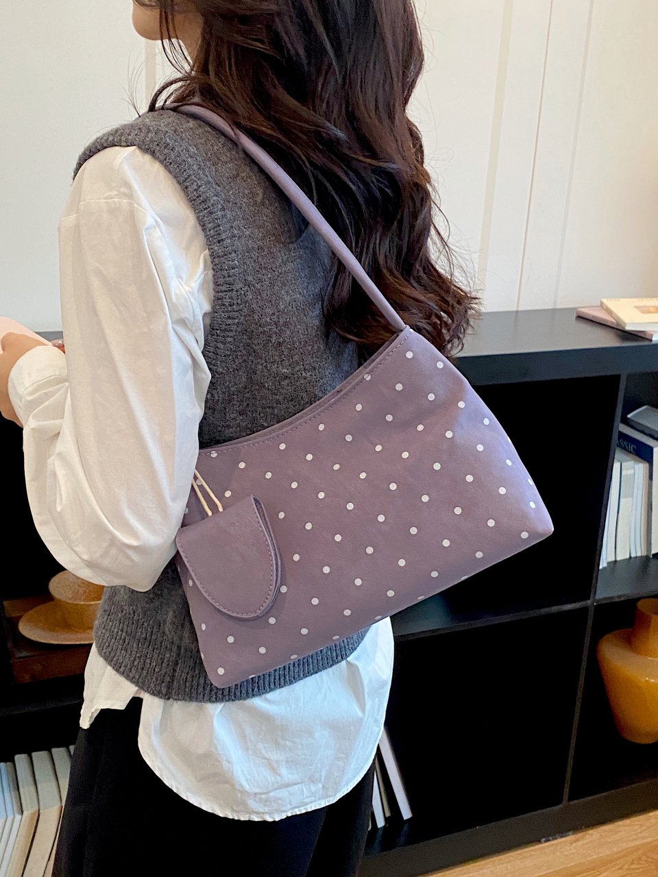 Purple Polka Dot Shoulder Bag
