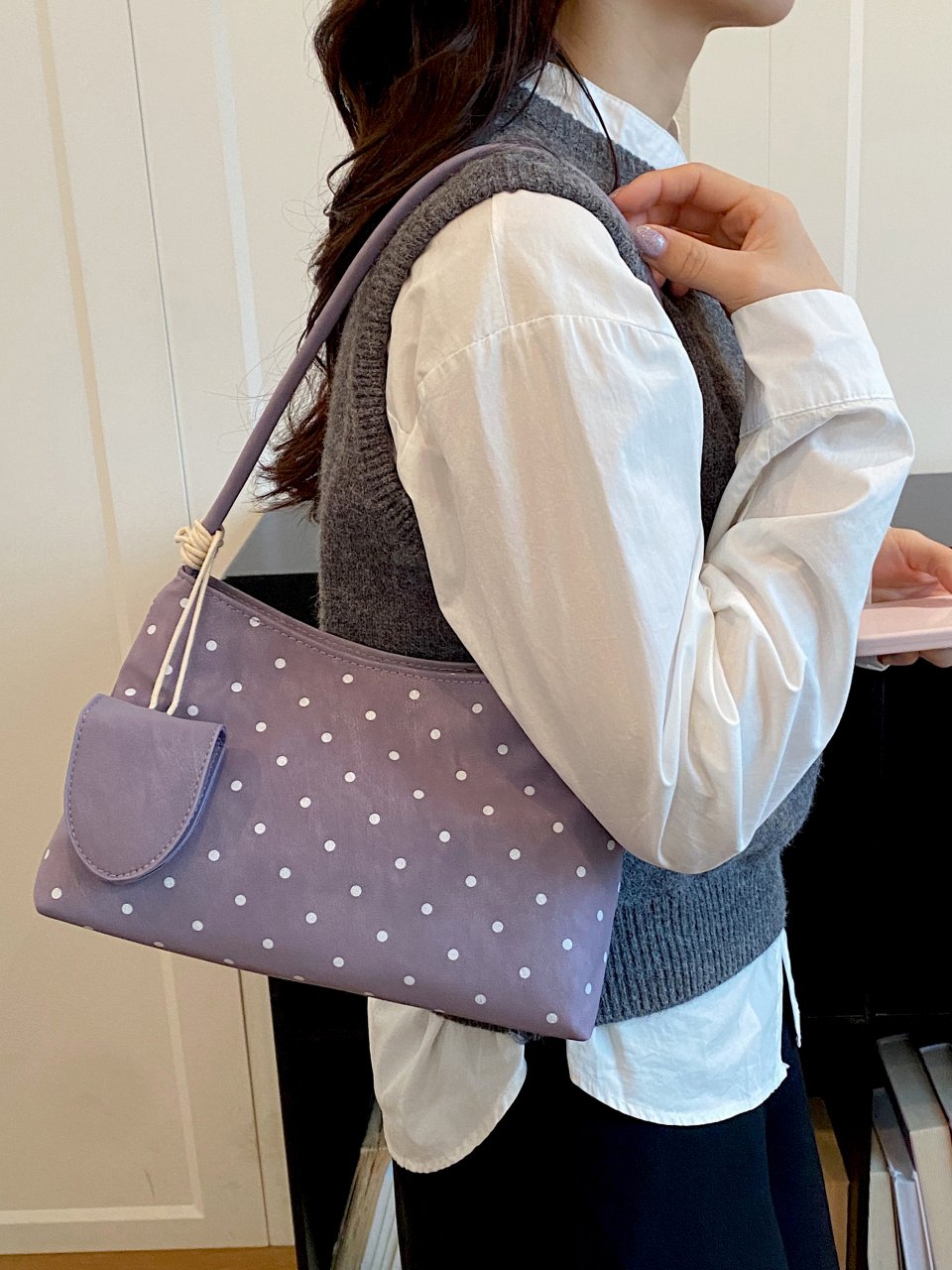 Purple Polka Dot Shoulder Bag