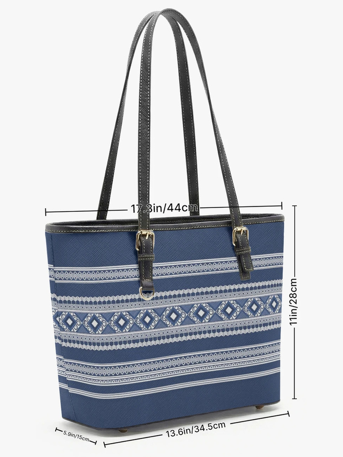 Blue Striped Large Capacity Shoulder Bag