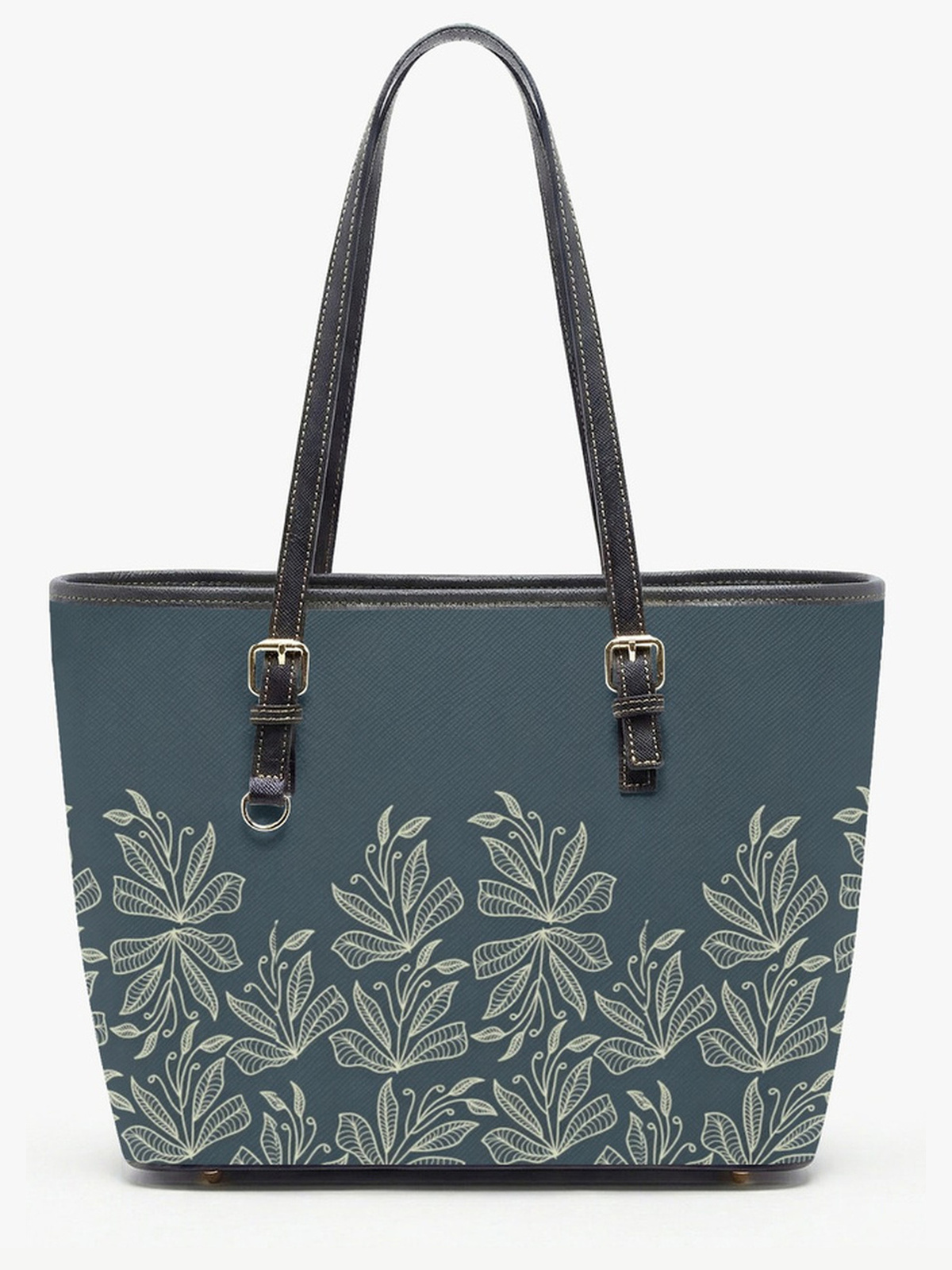 Blue Floral Print Large Capacity Shoulder Bag