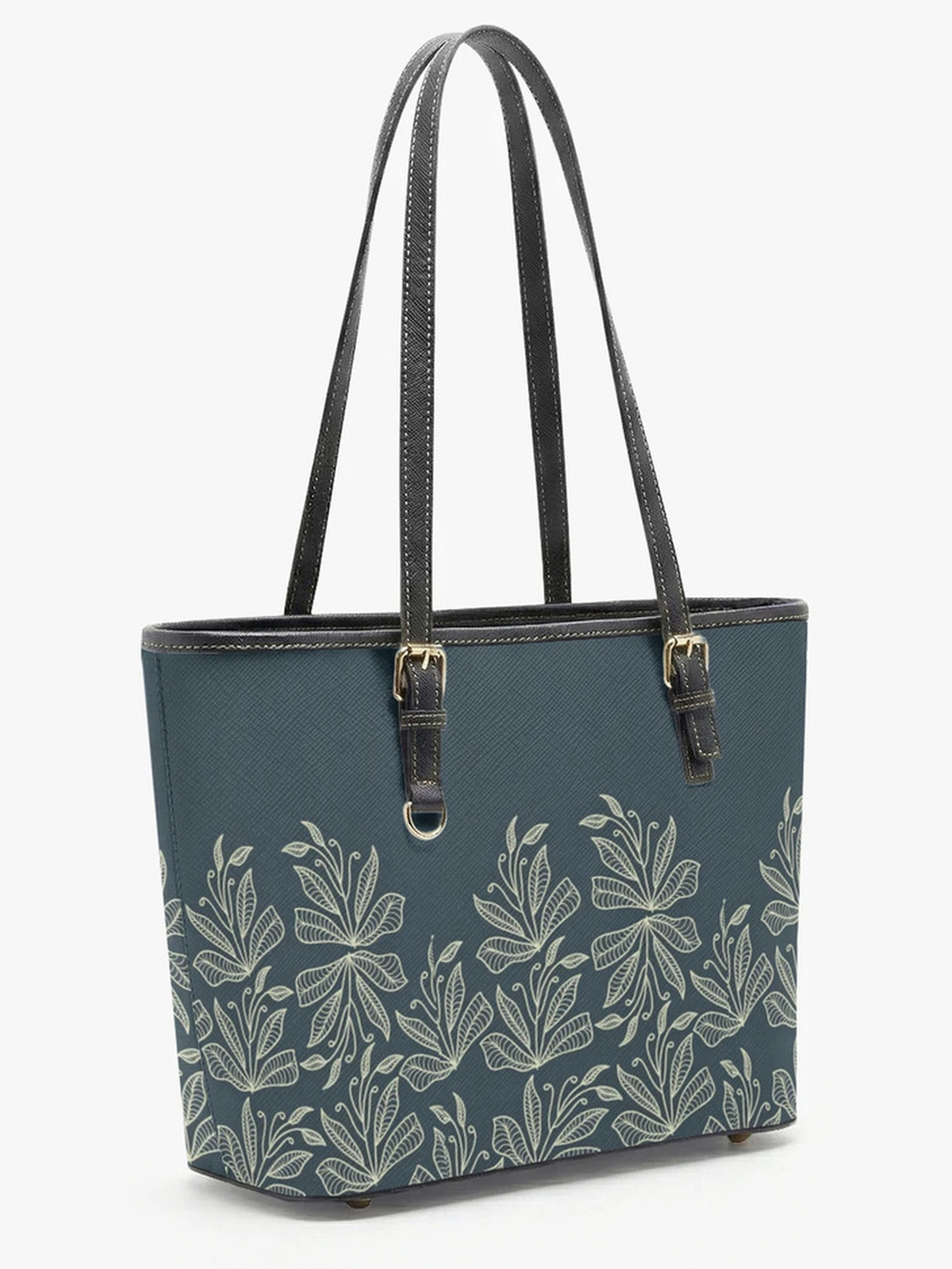 Blue Floral Print Large Capacity Shoulder Bag