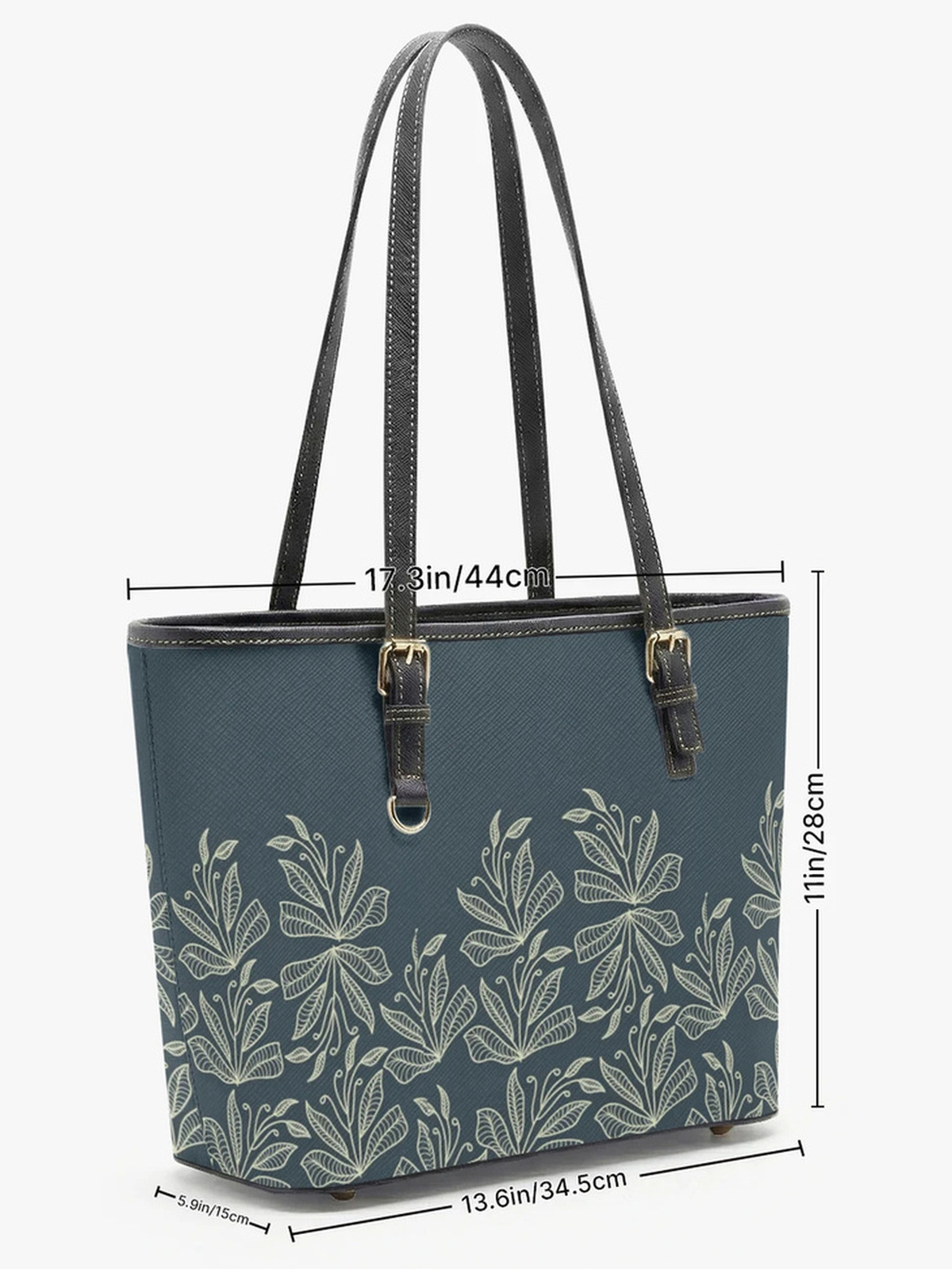 Blue Floral Print Large Capacity Shoulder Bag