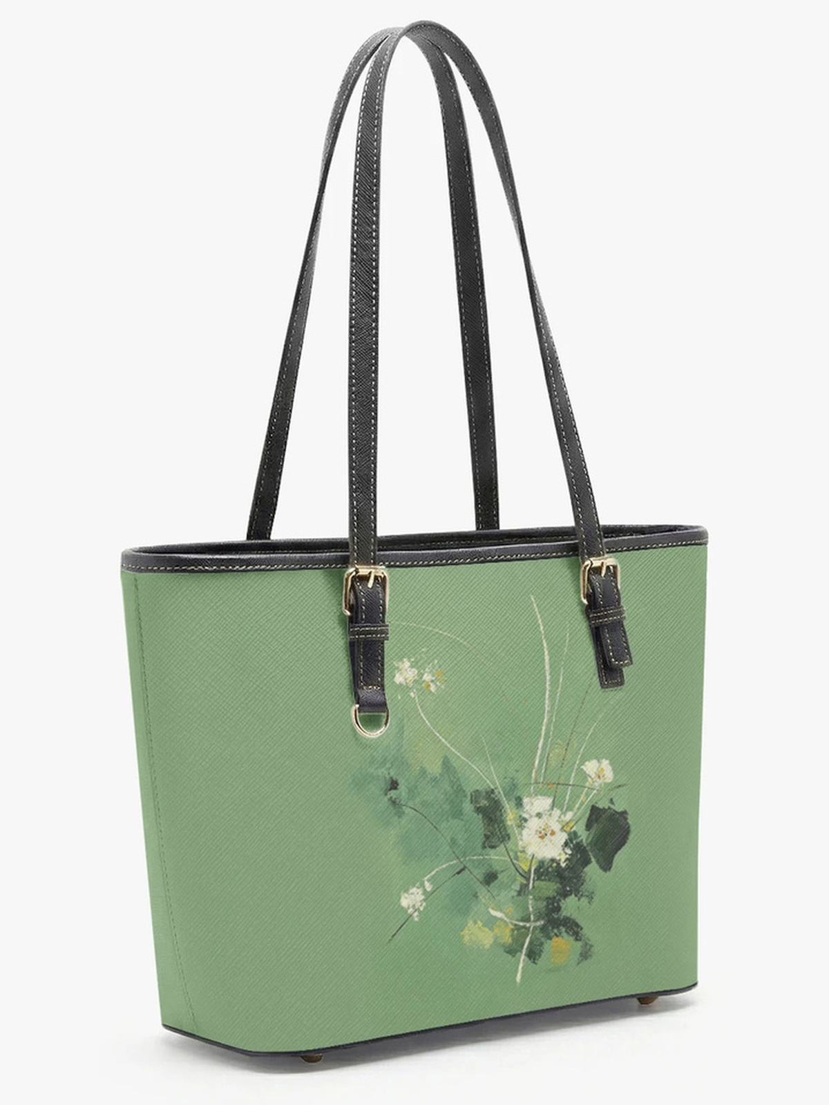 Green Floral Print Large Capacity Shoulder Bag
