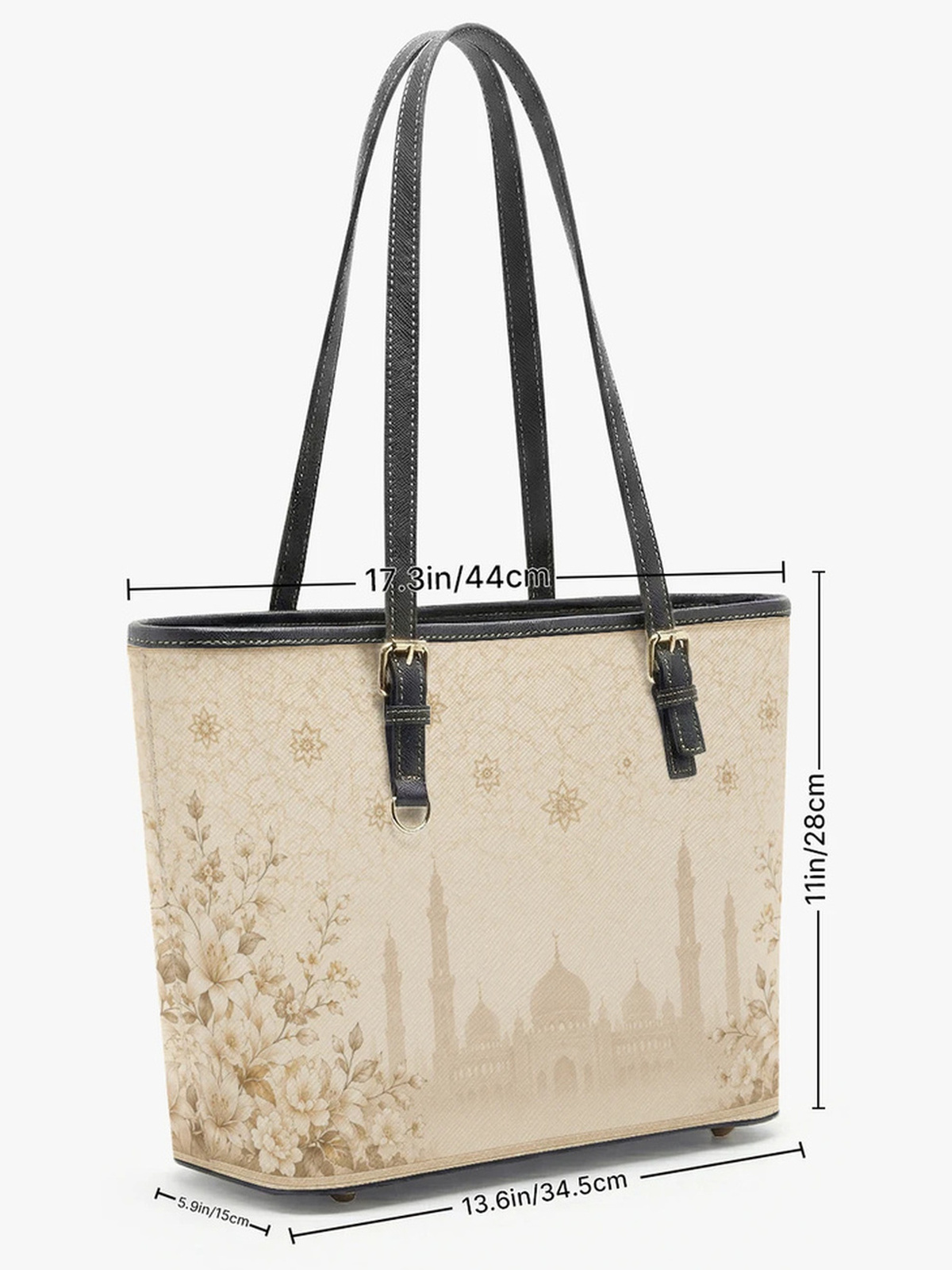 Elegant Khaki Mosque Silhouette Tote Bag
