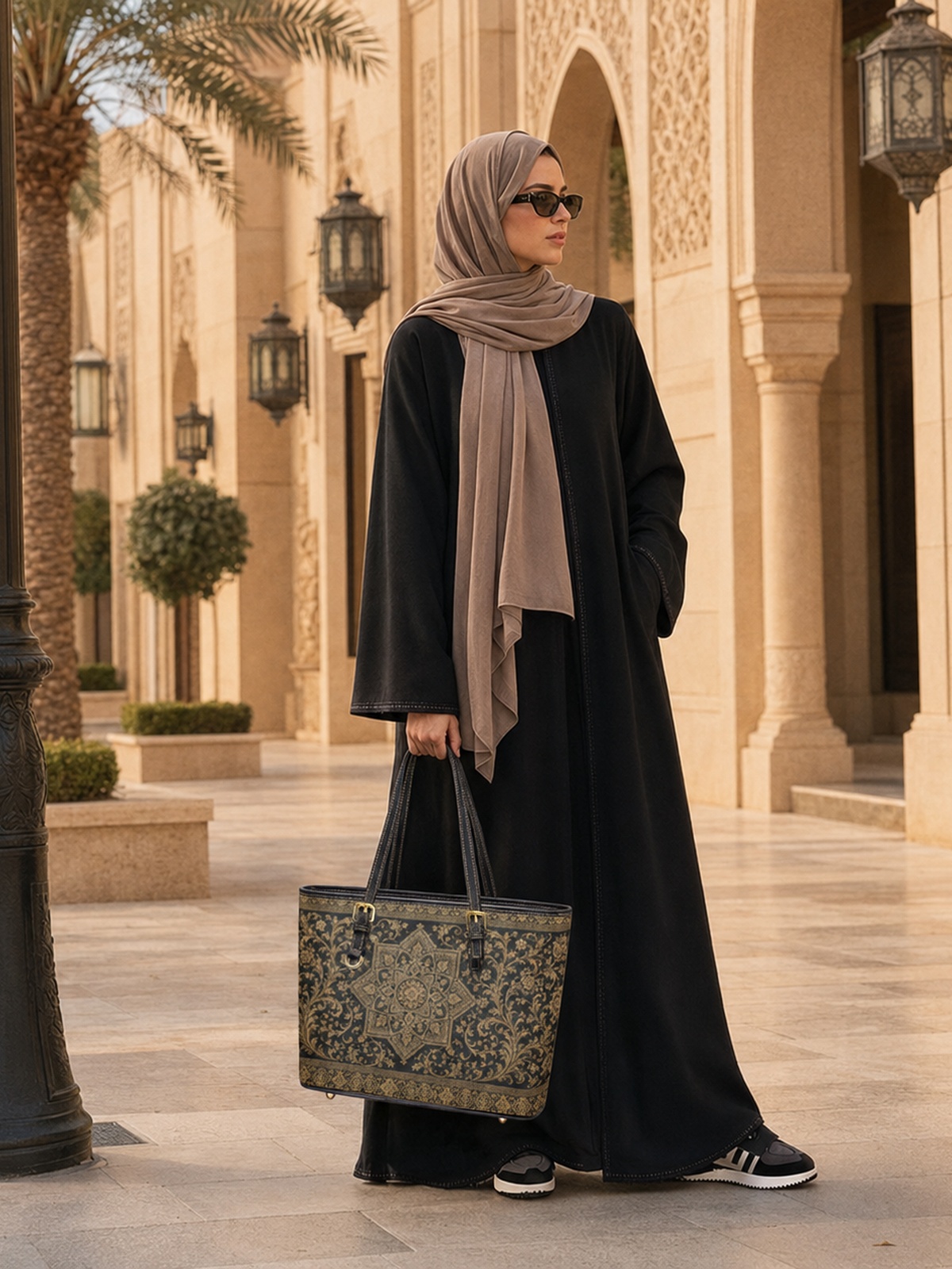 Black Paisley Print Large Capacity Shoulder Bag