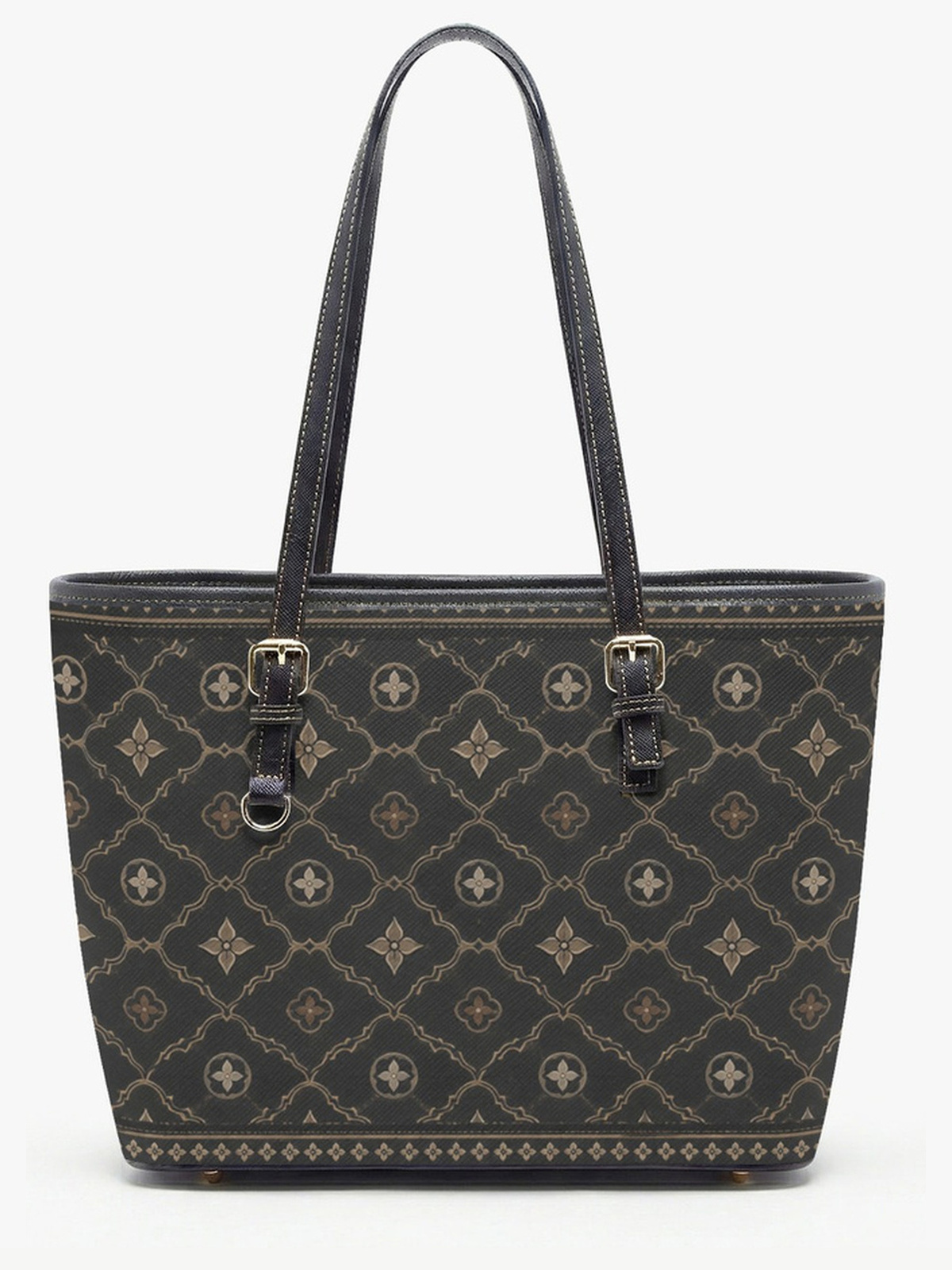 Black Patterned Large Capacity Shoulder Bag