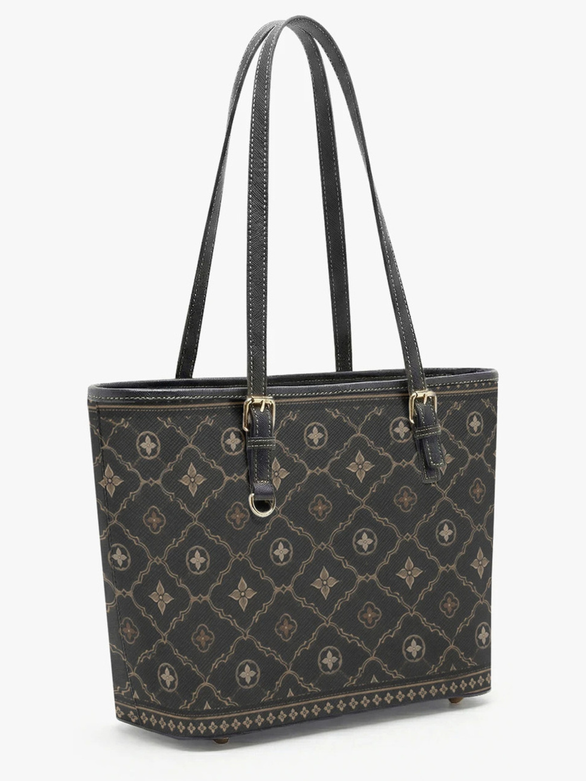Black Patterned Large Capacity Shoulder Bag