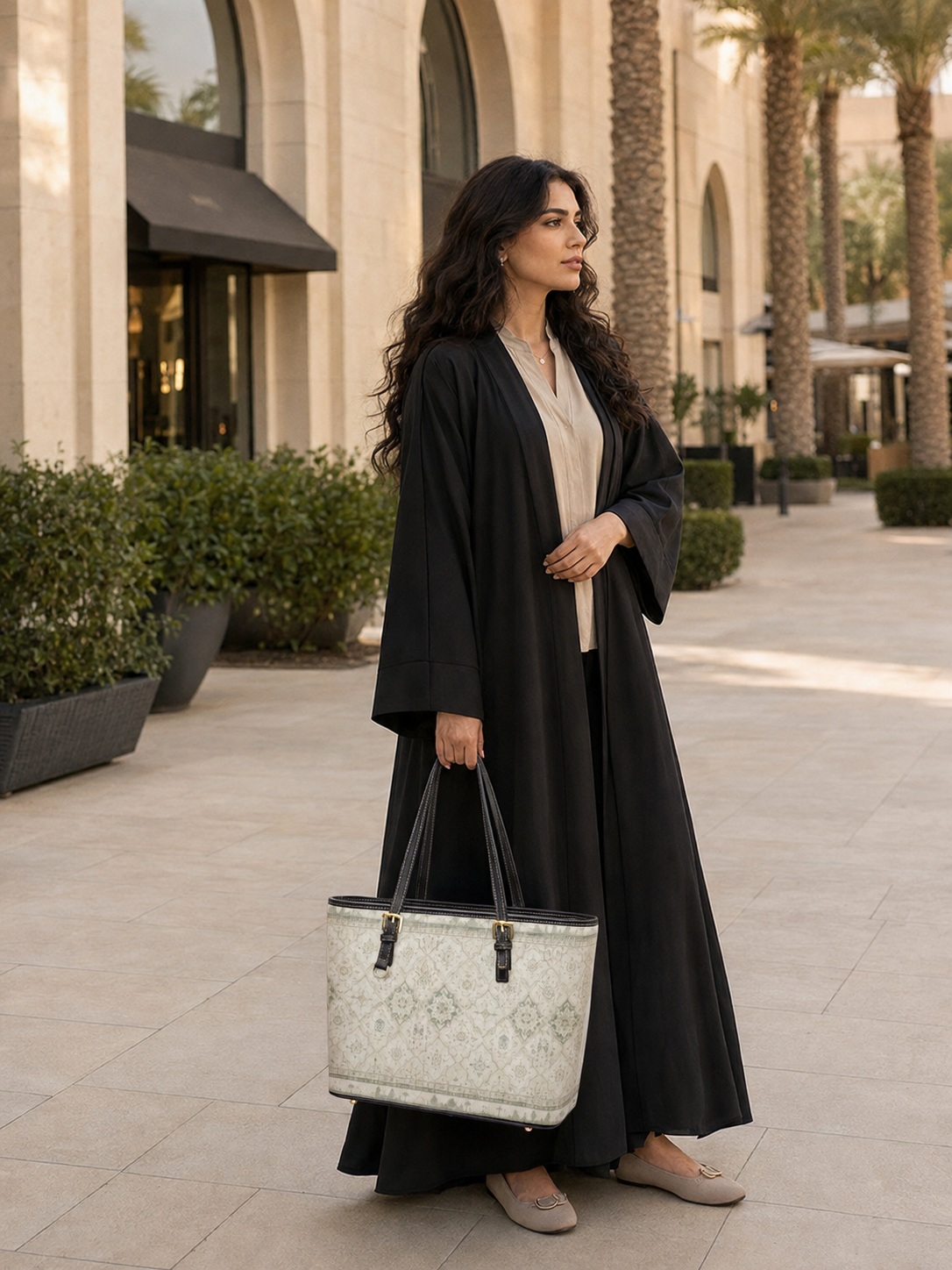 Ornate Print Large Capacity Shoulder Bag
