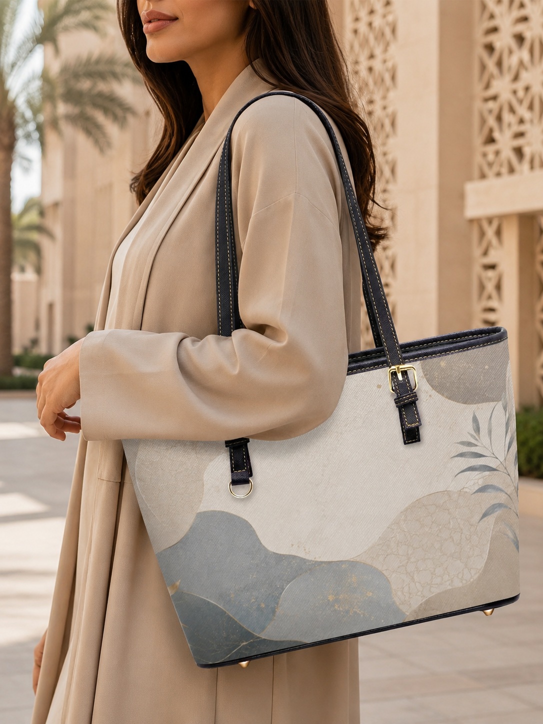 Patchwork Print Large Capacity Shoulder Bag
