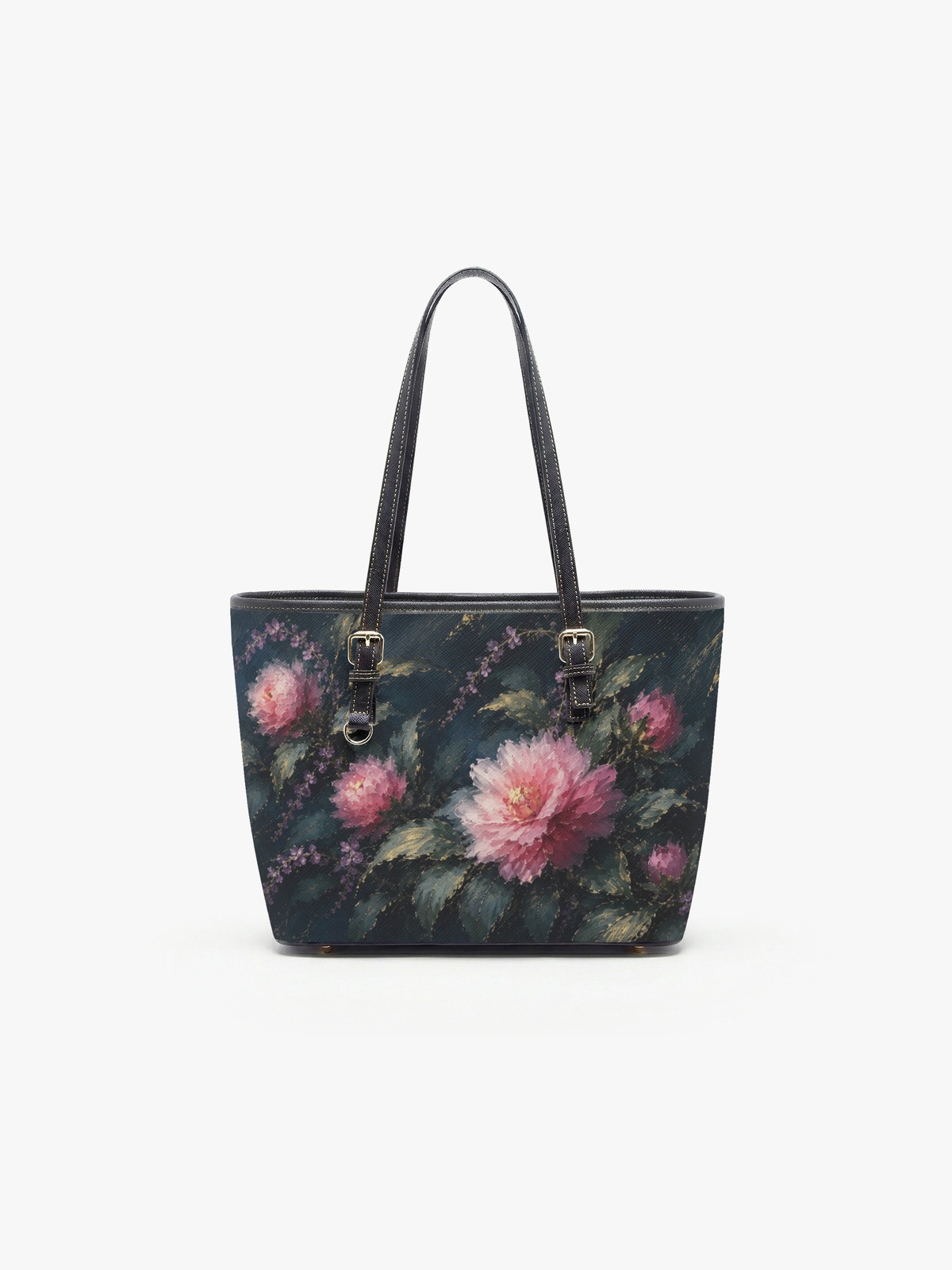 Floral Print Shoulder Bag with Buckle Strap