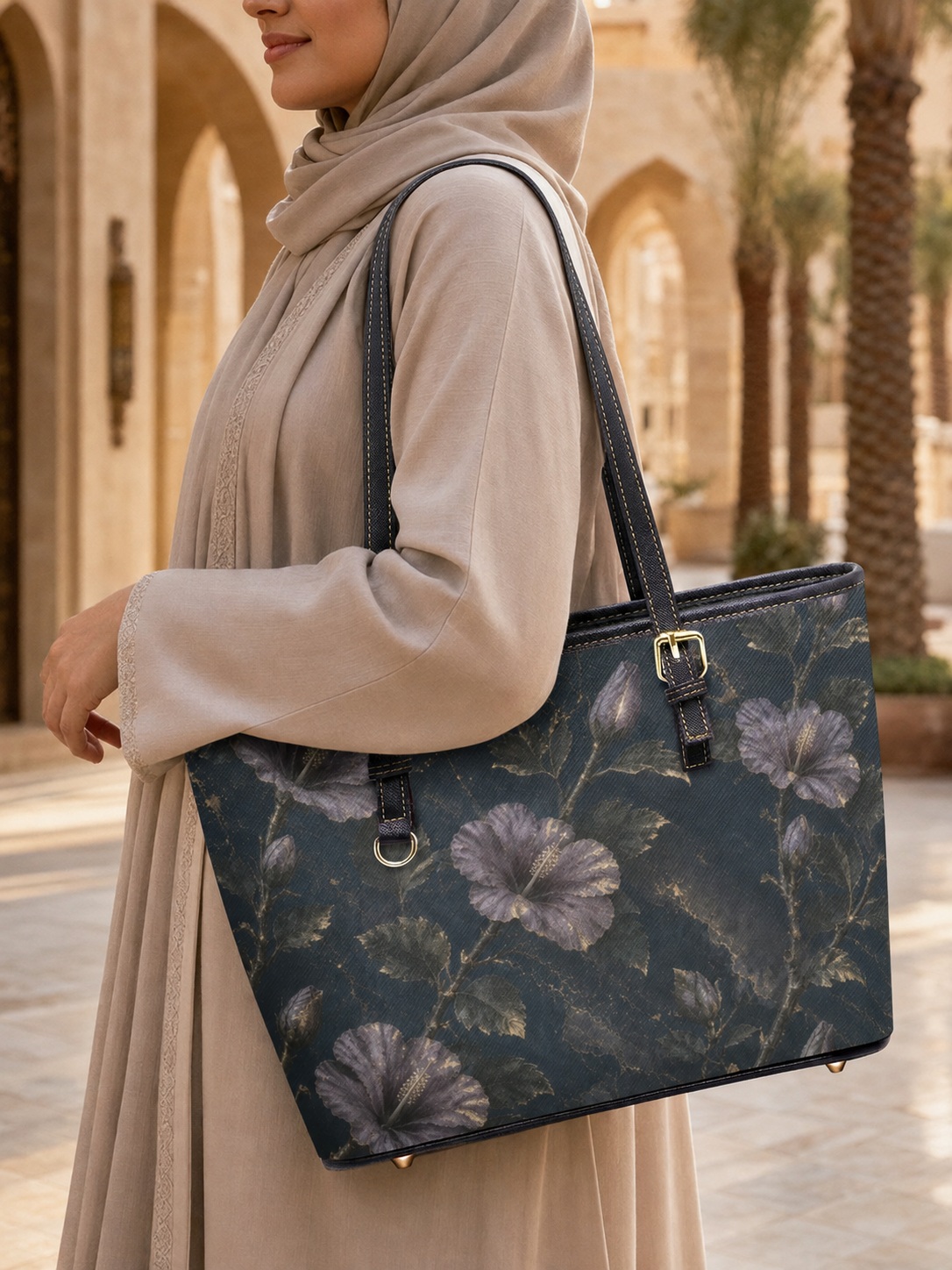 Floral Print Tote Shoulder Bag