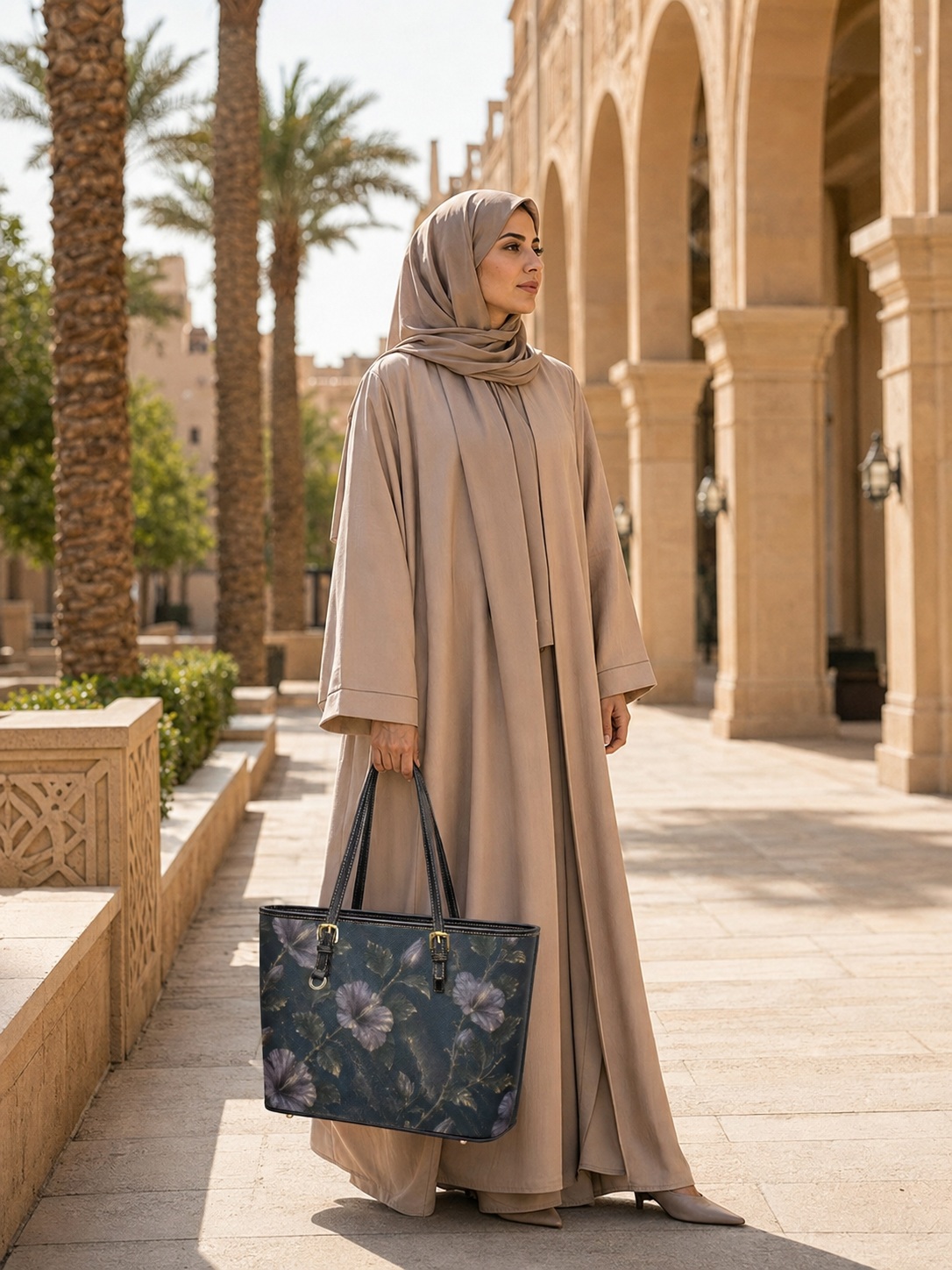 Floral Print Tote Shoulder Bag