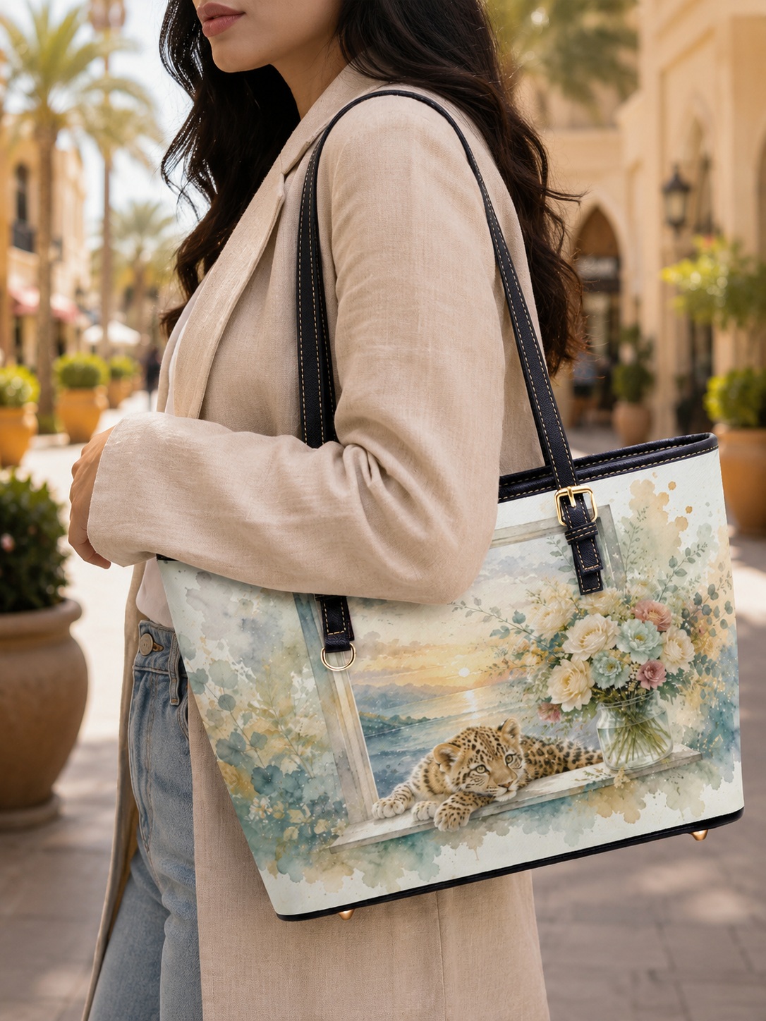 Floral Print Large Capacity Shoulder Bag