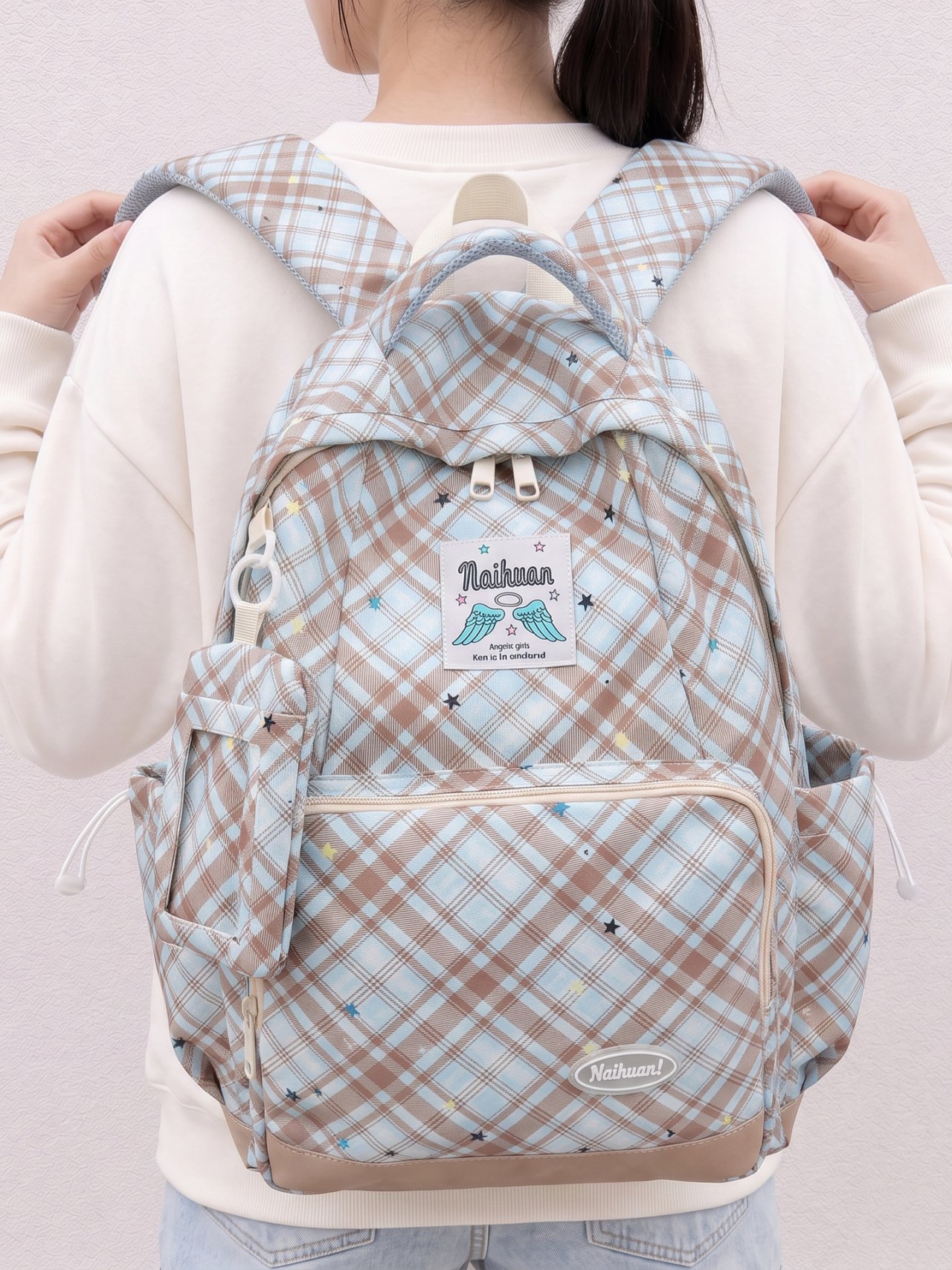 Green Plaid Backpack 