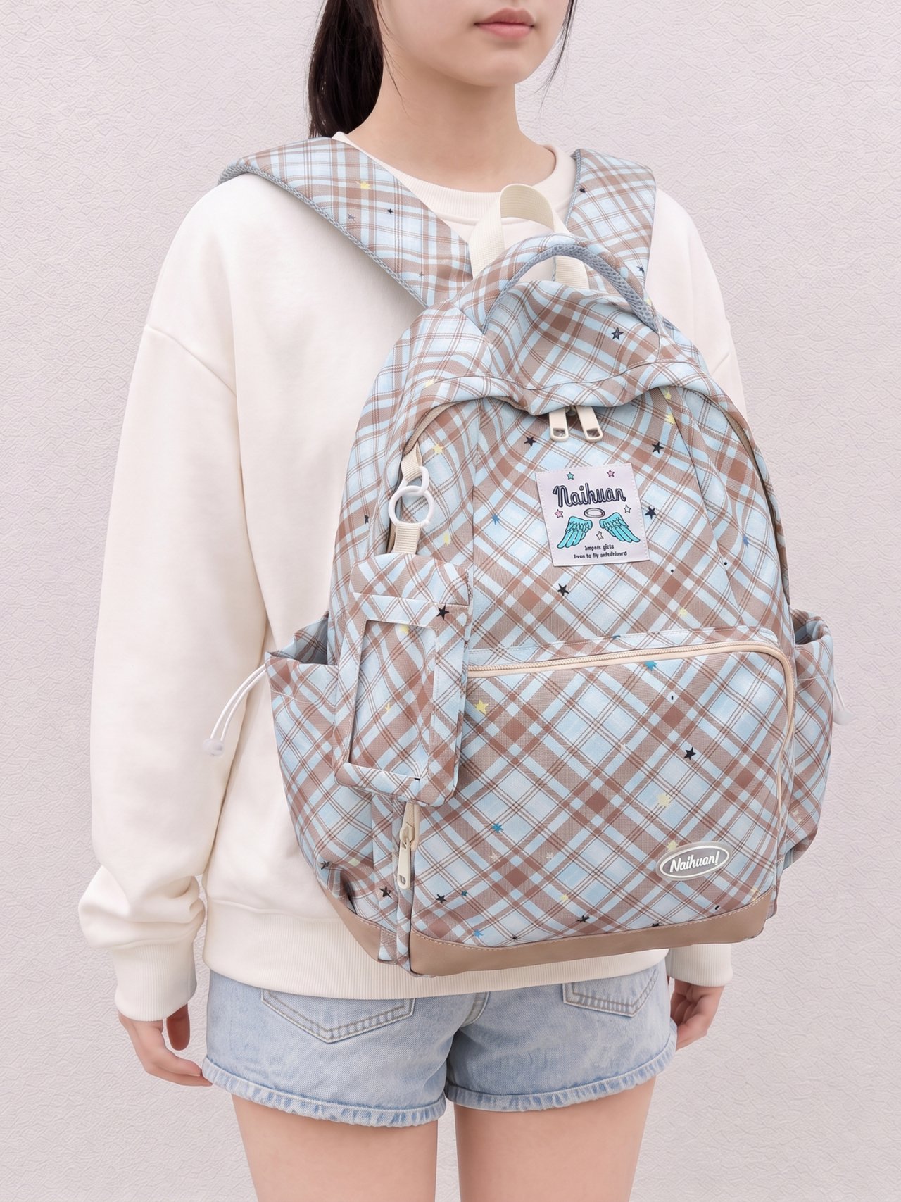 Green Plaid Backpack 
