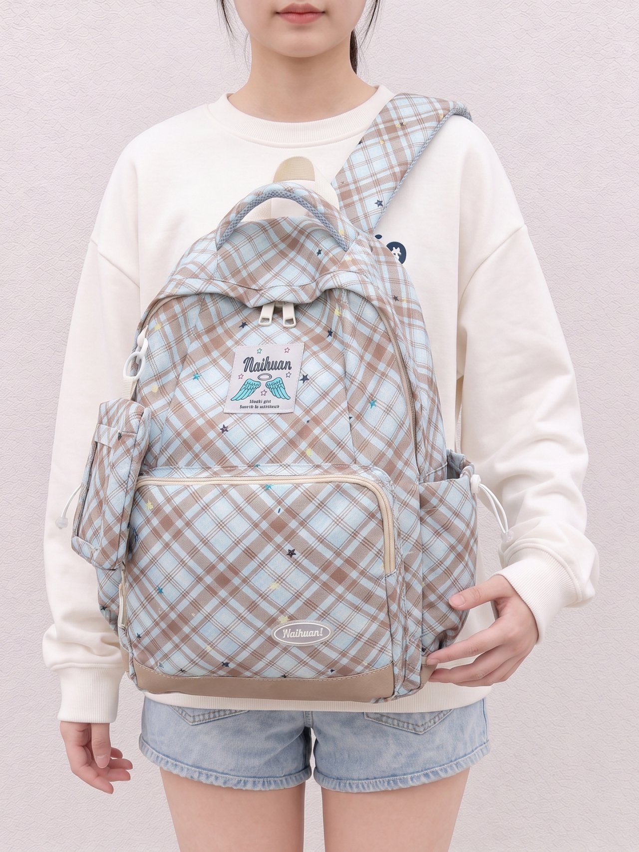 Green Plaid Backpack 