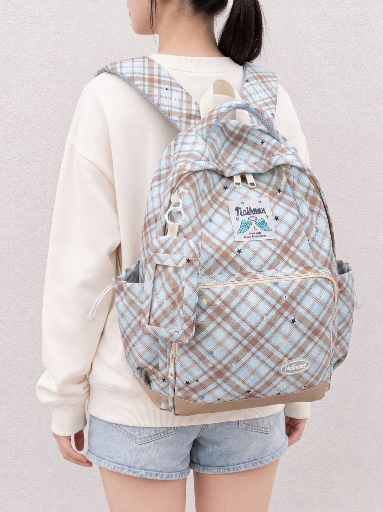 Green Plaid Backpack 