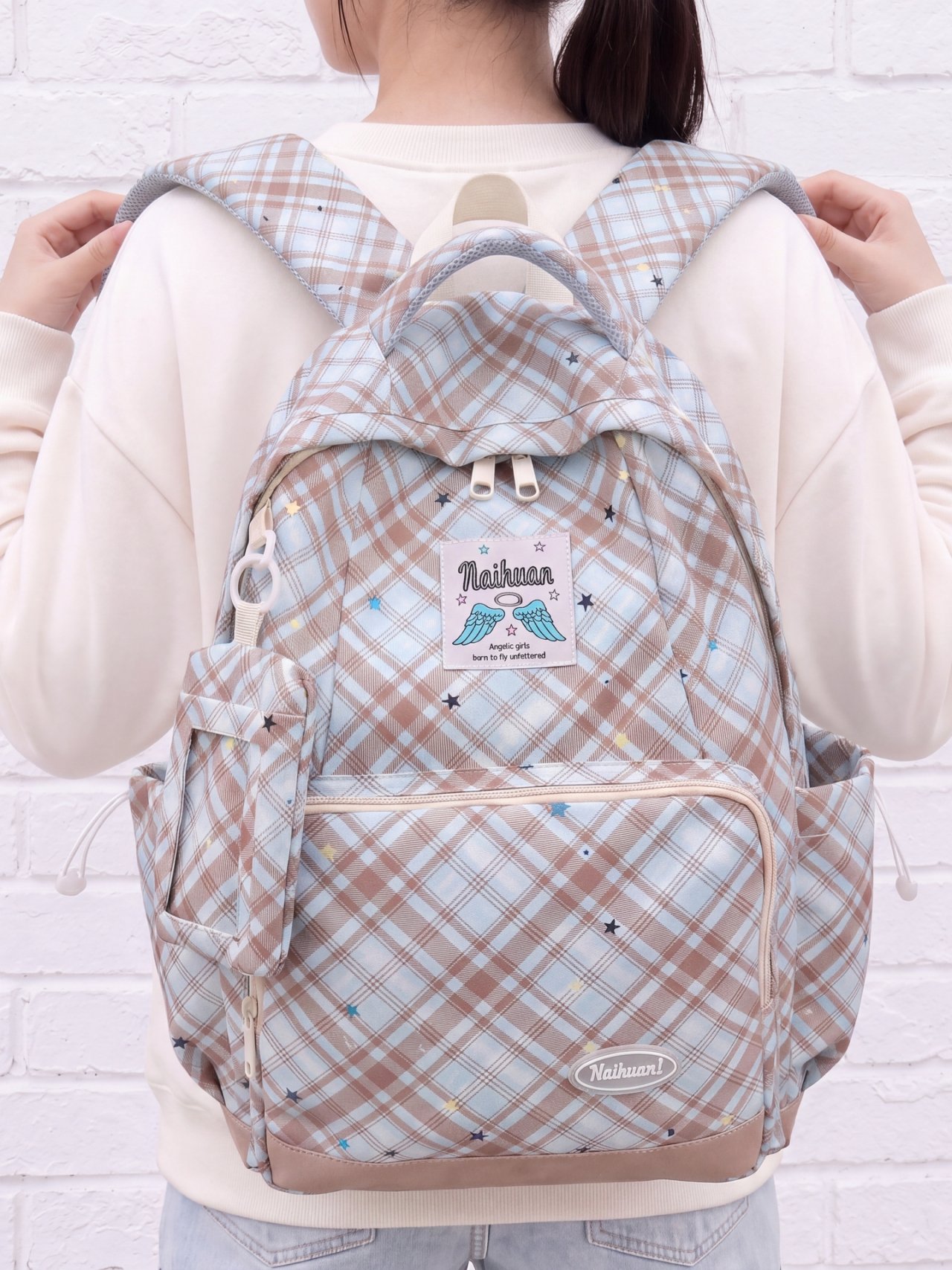 Green Plaid Backpack 