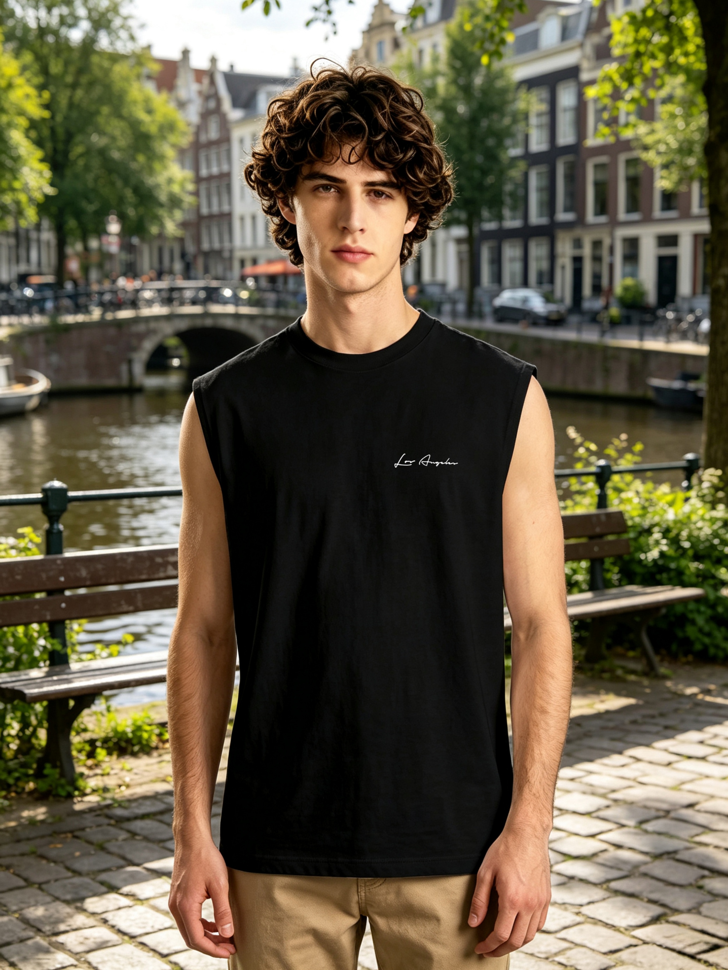 Black Plain Regular Fit Tank Top
