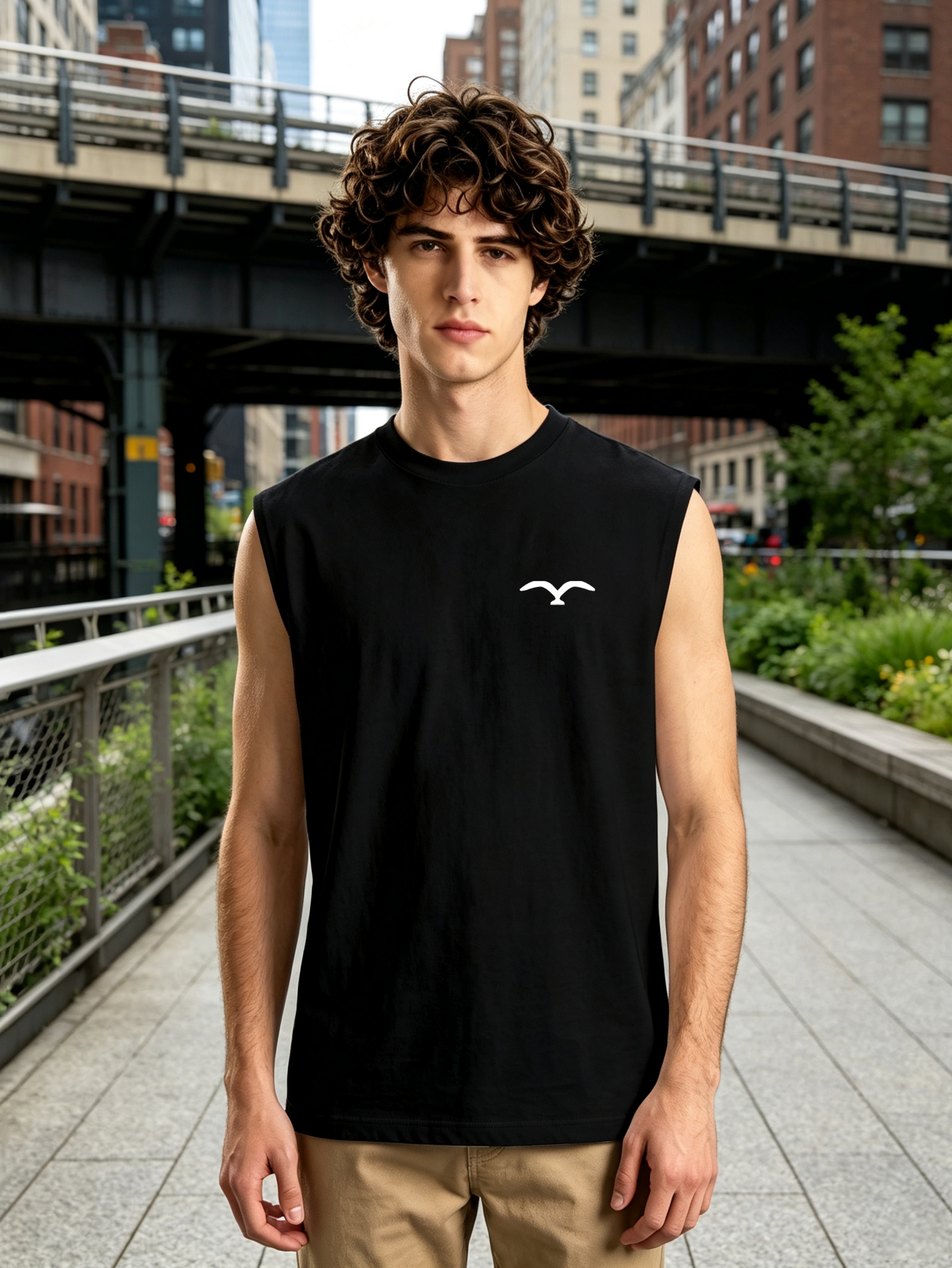 Black Plain Regular Fit Tank Top