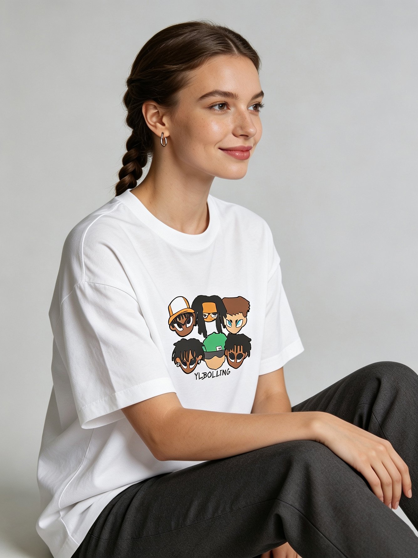 White Graphic Print Round Neck T-Shirt
