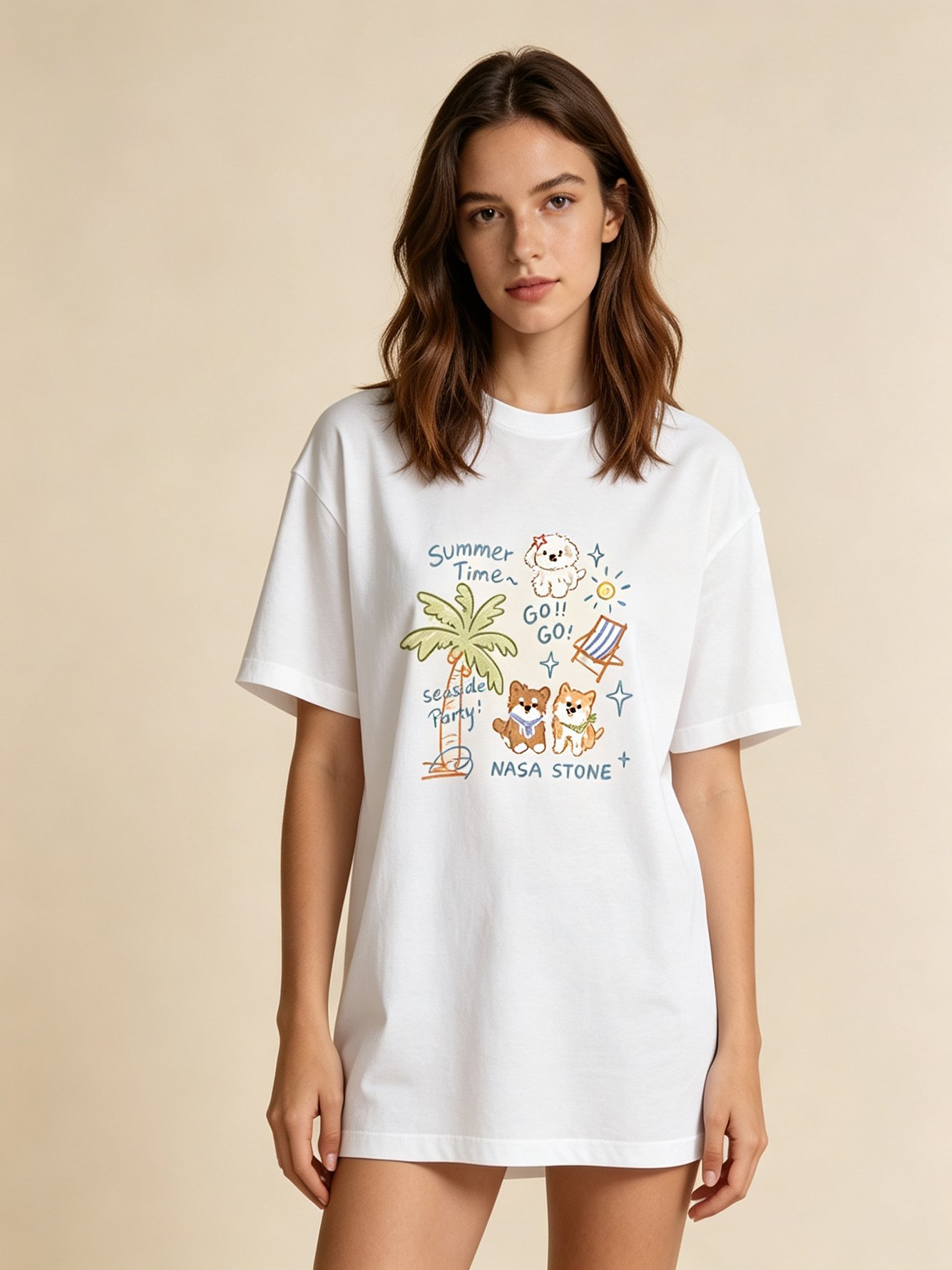 White Graphic Print Short Sleeves T-Shirt