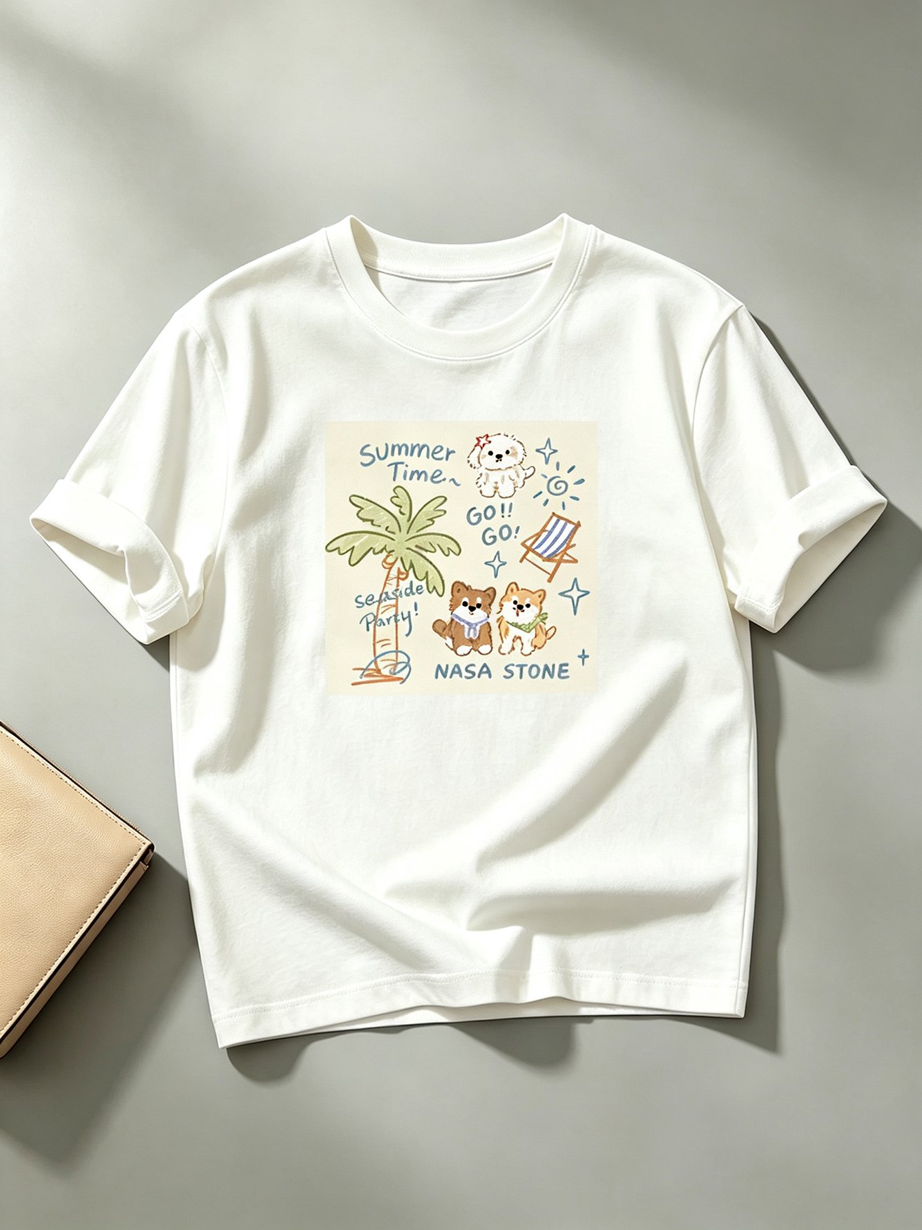 White Graphic Print Short Sleeves T-Shirt