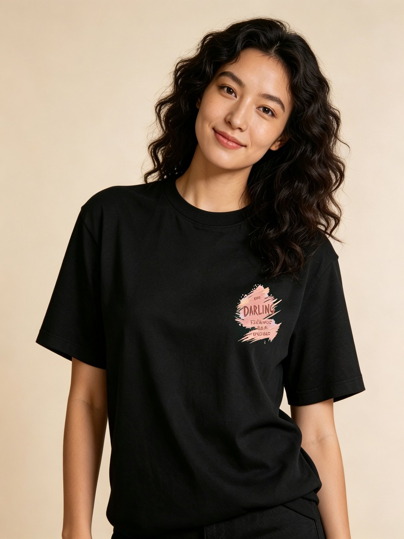 Black Graphic Print Short Sleeves T-Shirt