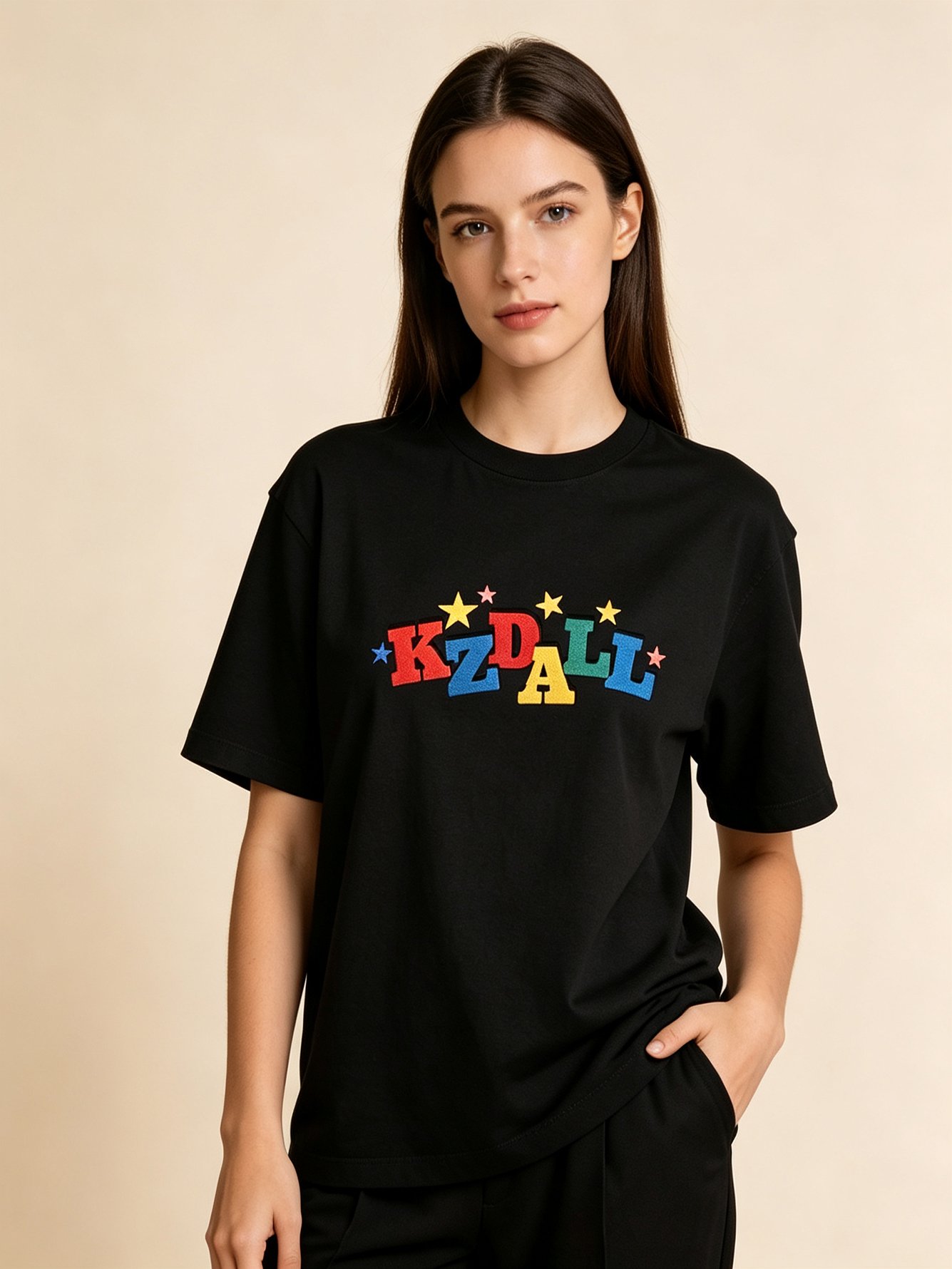Black Graphic Print Short Sleeves T-Shirt