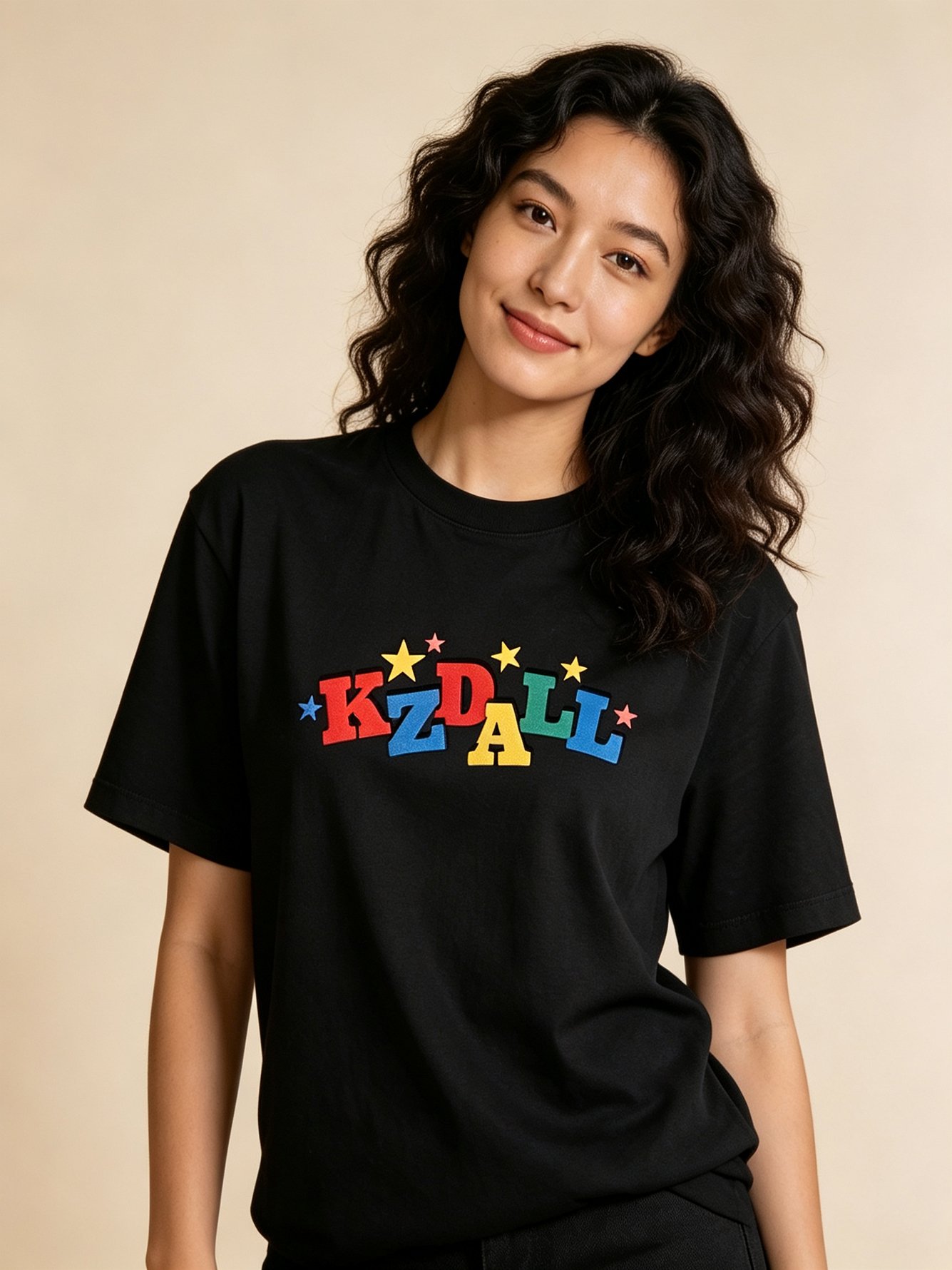 Black Graphic Print Short Sleeves T-Shirt