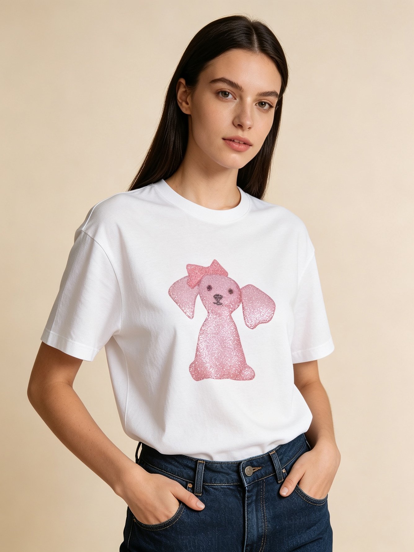 White Printed Cotton Regular Fit T-Shirt