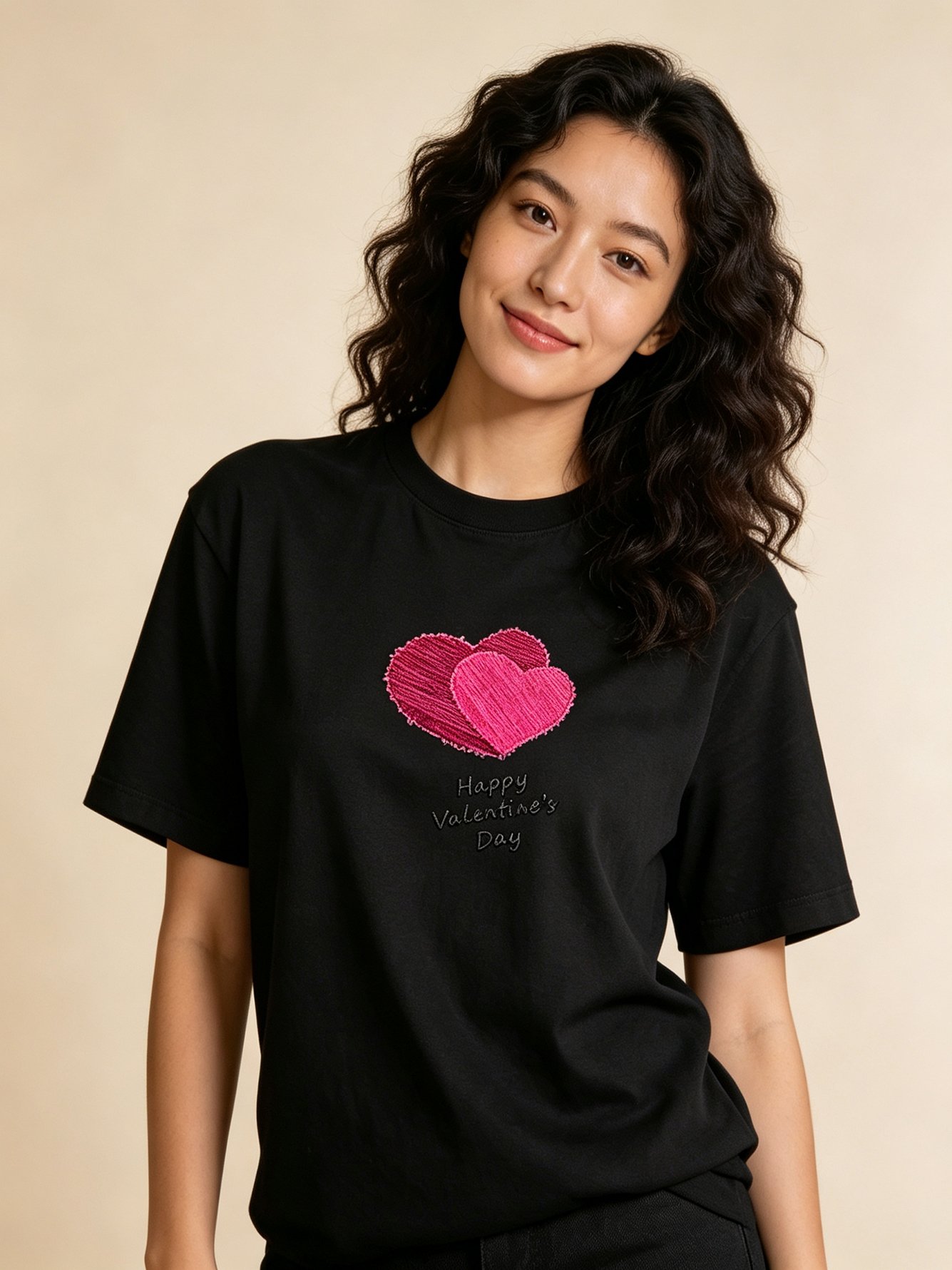 Black heart Print Short Sleeves T-Shirt