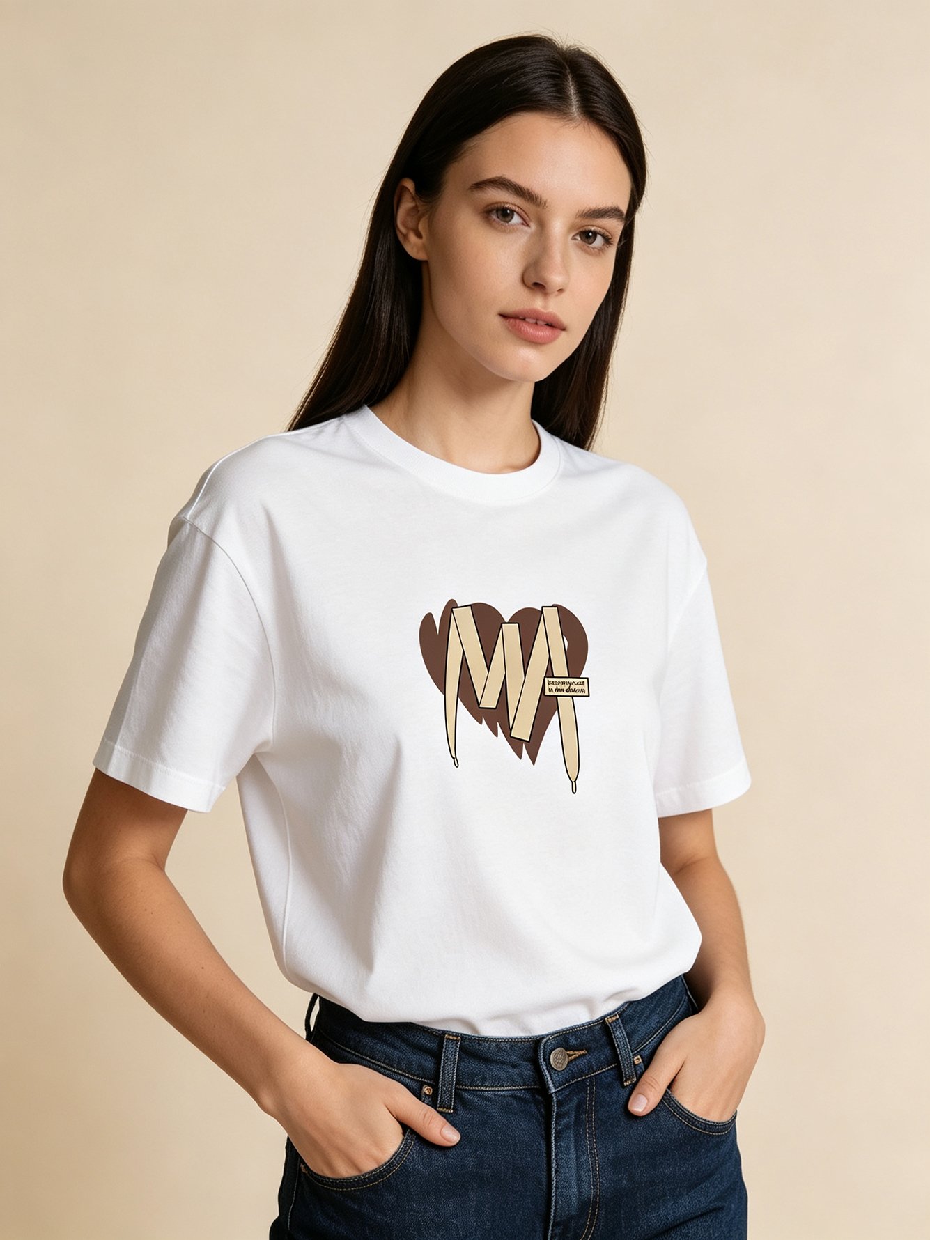 White Printed Short Sleeves Pure Cotton T-Shirt