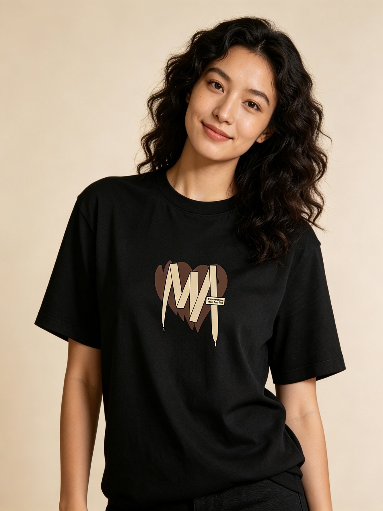 Black Printed Short Sleeves Pure Cotton T-Shirt