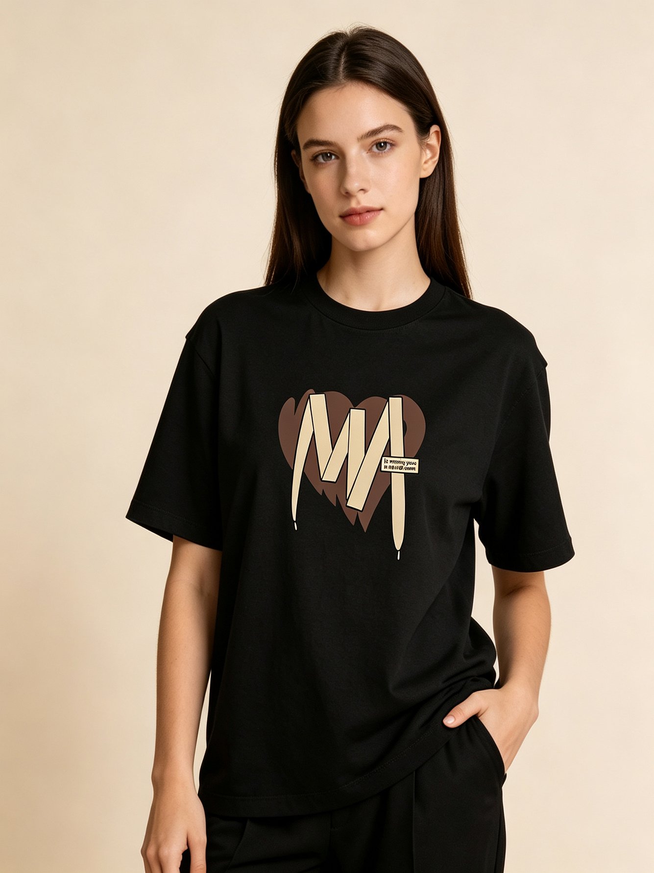 Black Printed Short Sleeves Pure Cotton T-Shirt