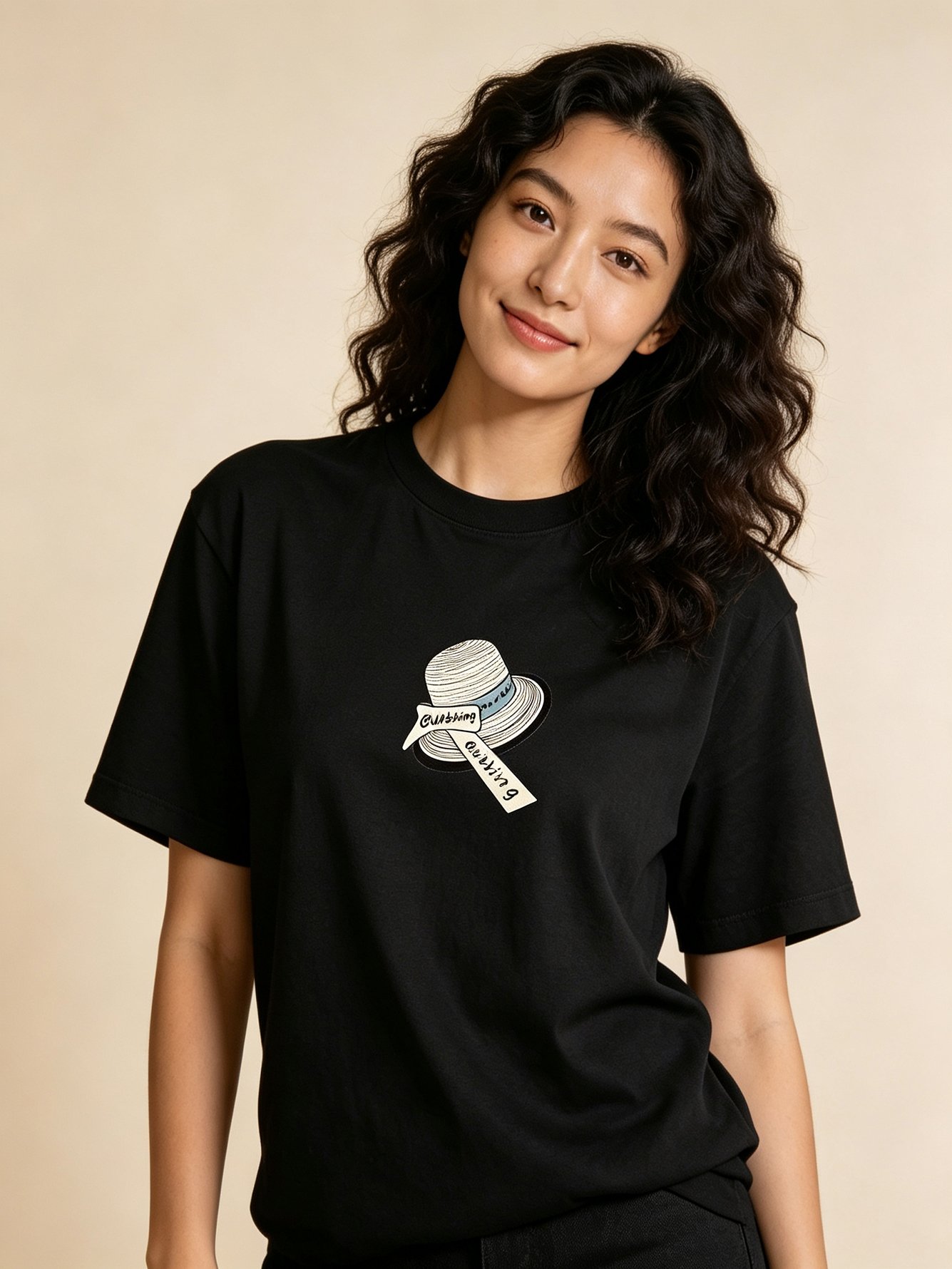 Black Graphic Print Cotton Regular Fit T-Shirt