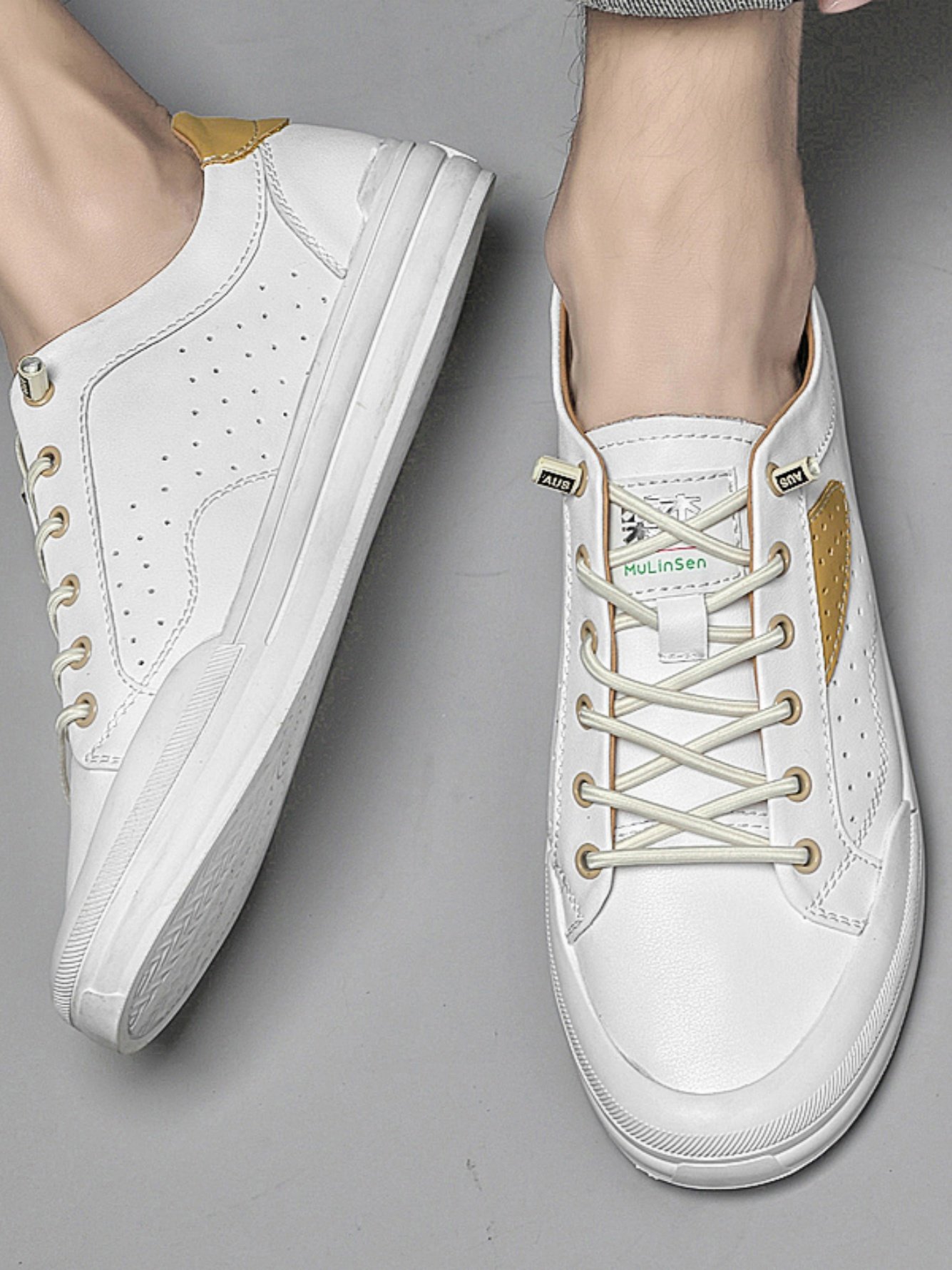 Mens White Faux Leather Casual Shoes Everyday Shoes