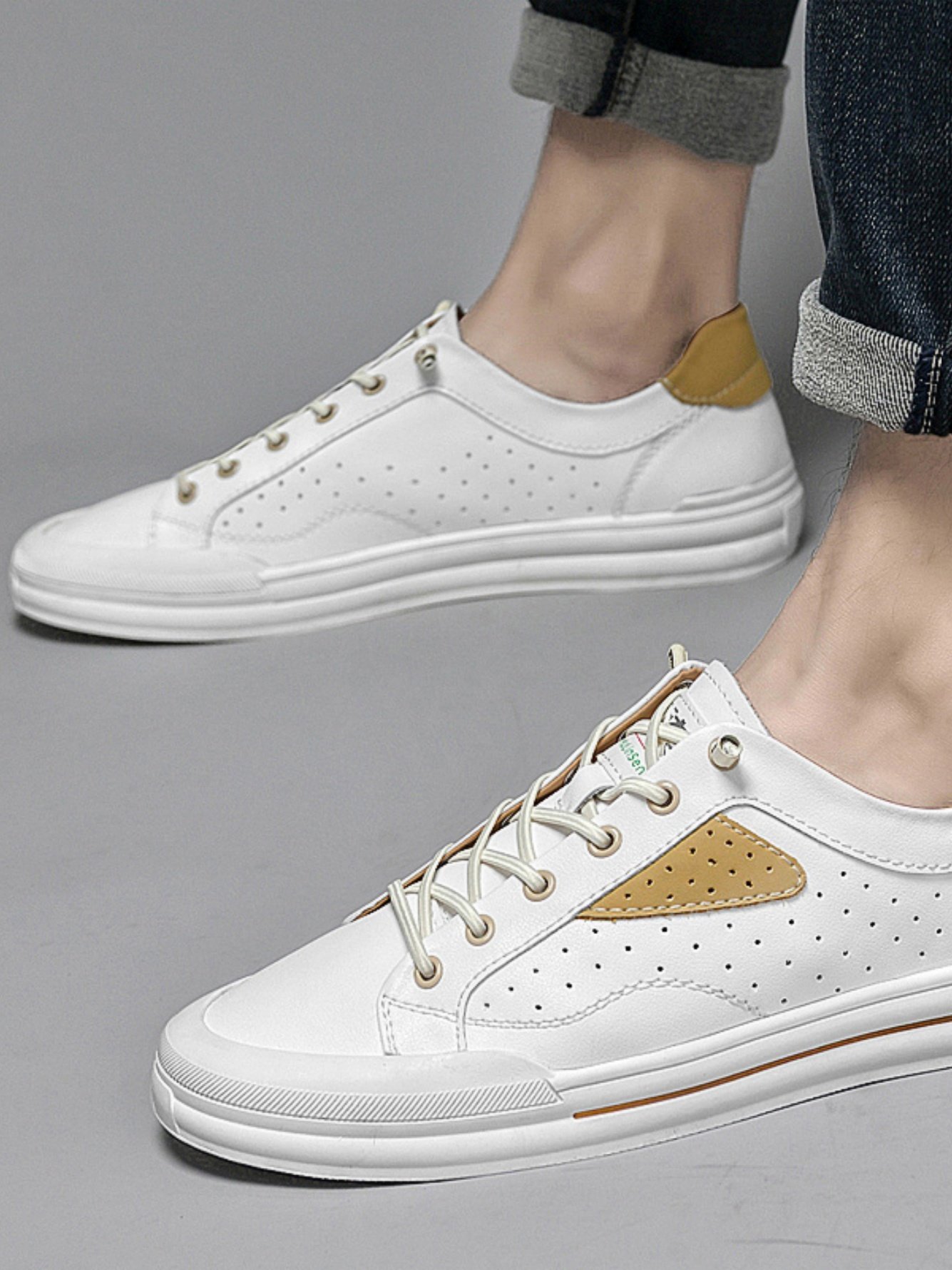 Mens White Faux Leather Casual Shoes Everyday Shoes