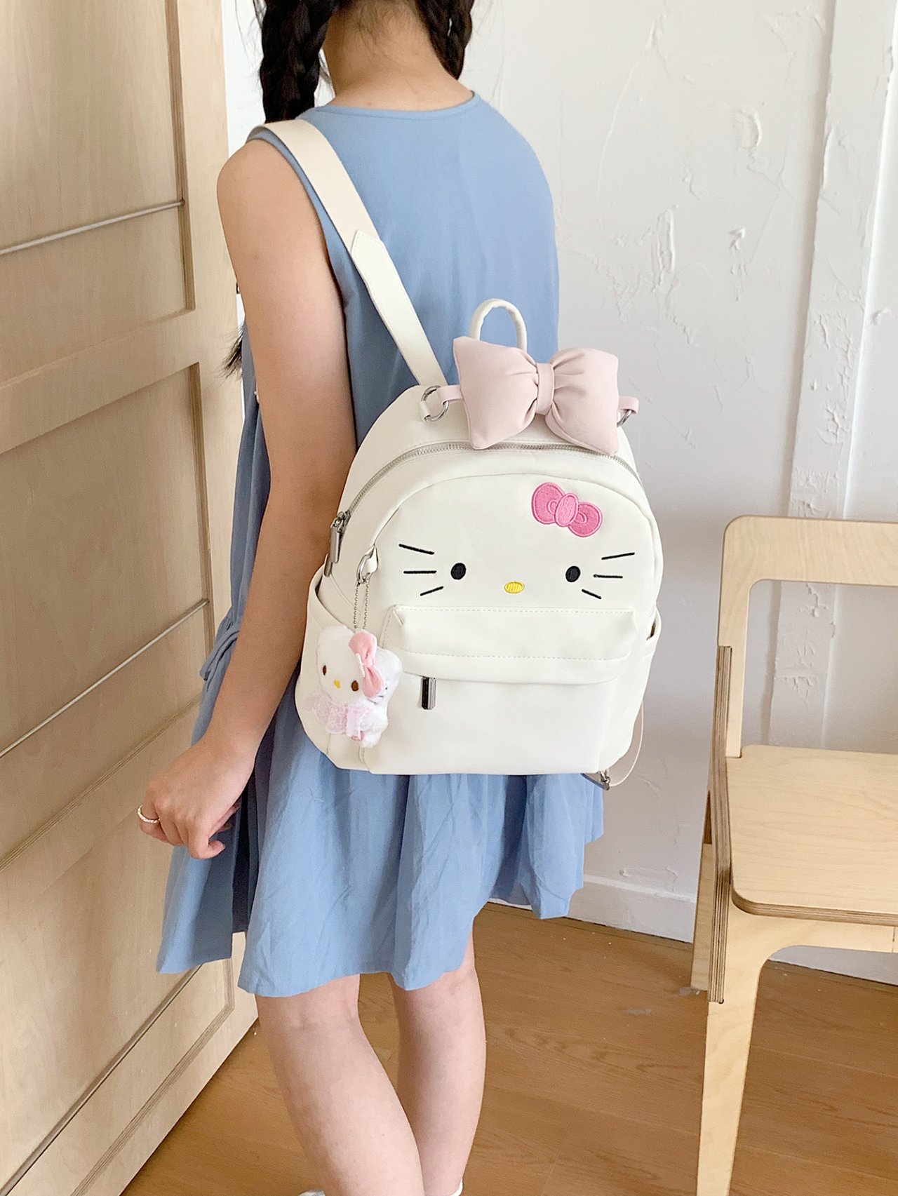 White Hello Kitty Mini Backpack with Bow Detail