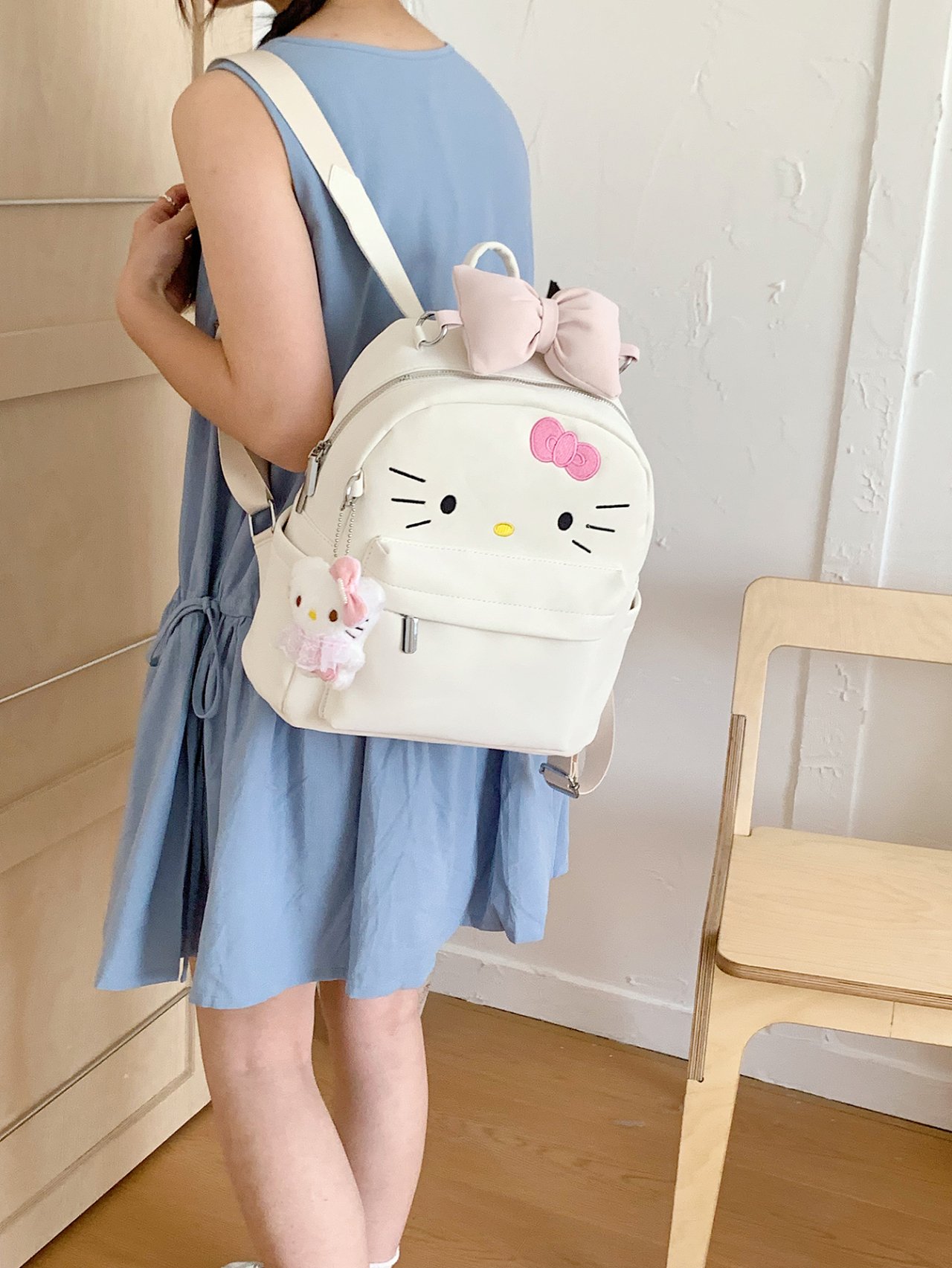 White Hello Kitty Mini Backpack with Bow Detail