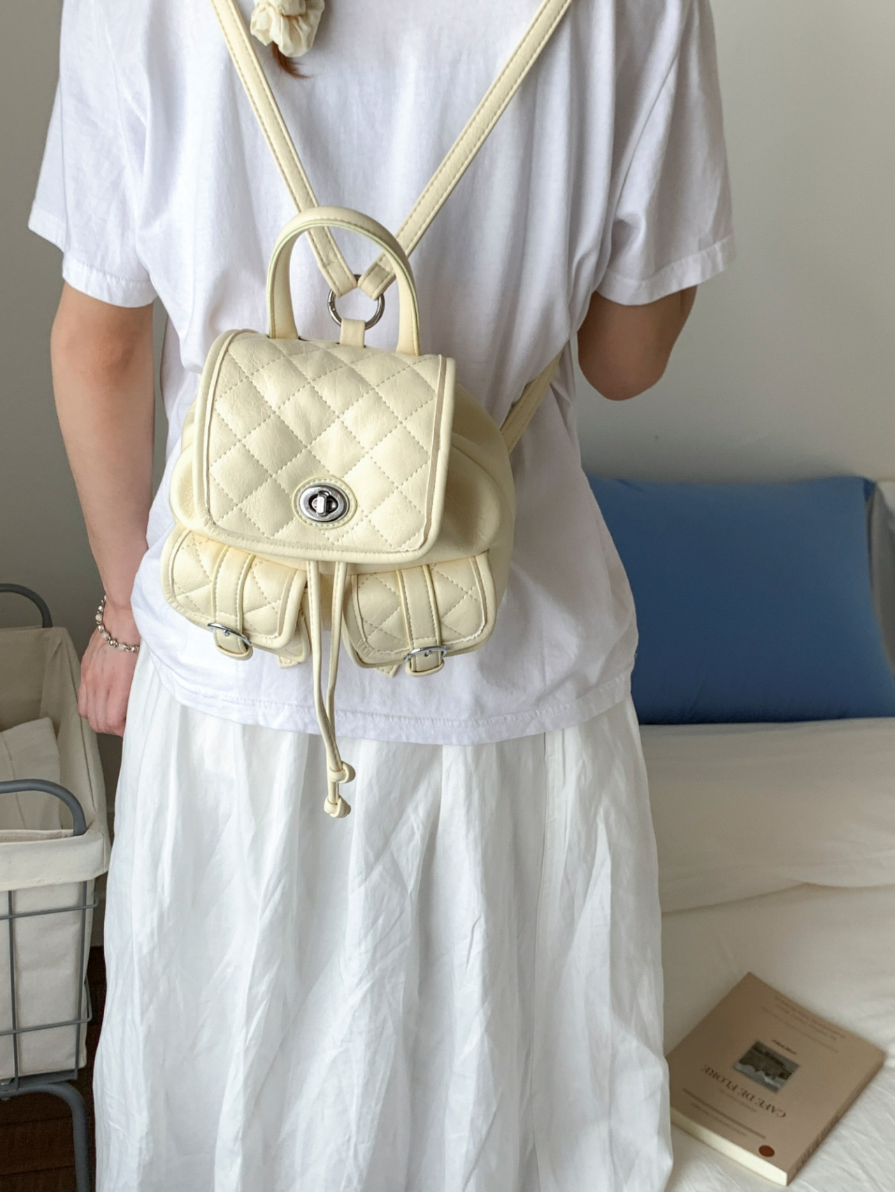Quilted Mini Backpack - Yellow Cream