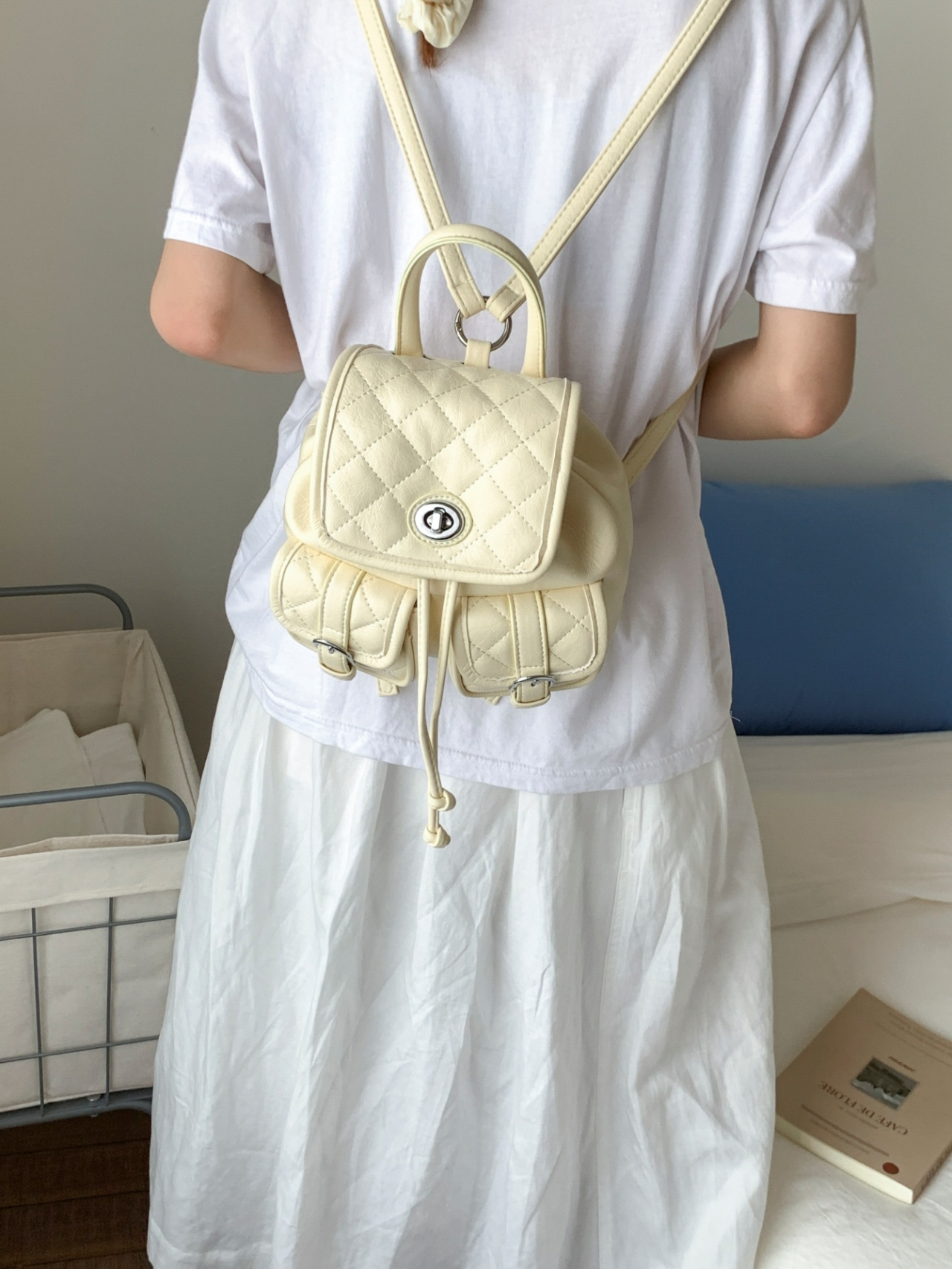 Quilted Mini Backpack - Yellow Cream