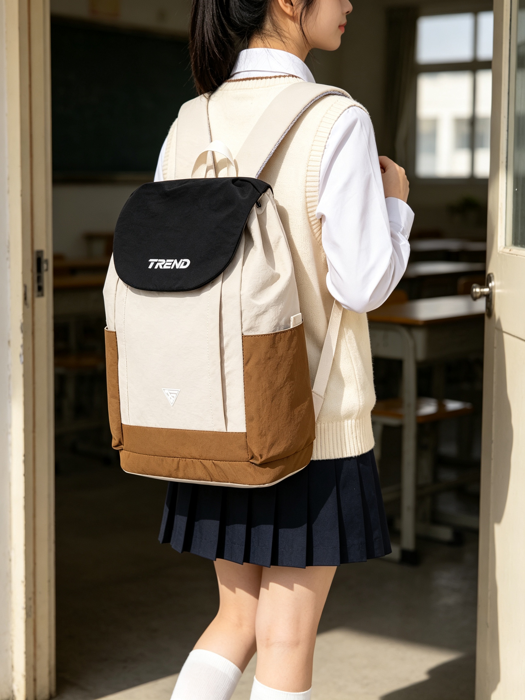 Brown Plain Backpack
