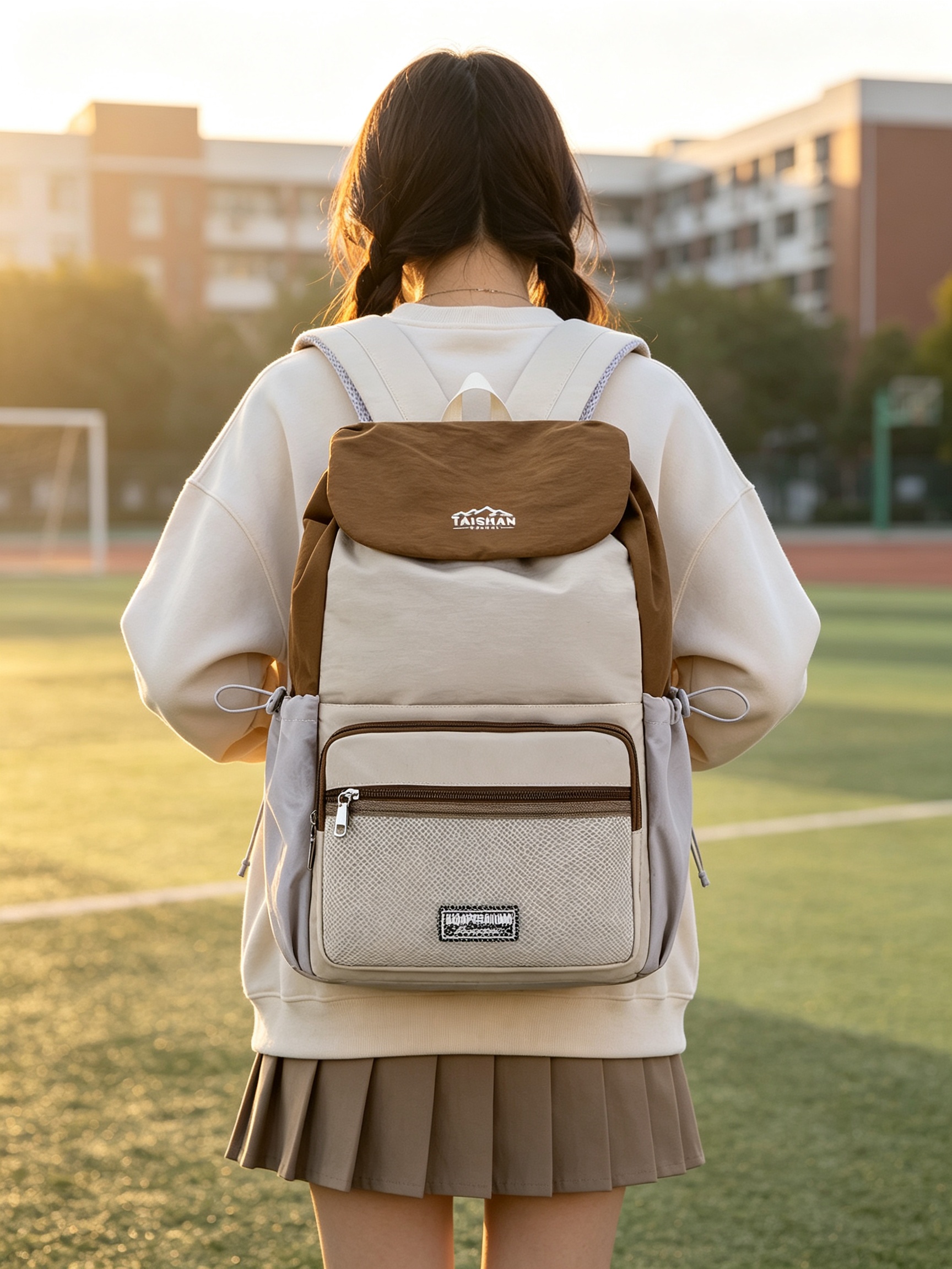 Coffee Brown Plain Backpack