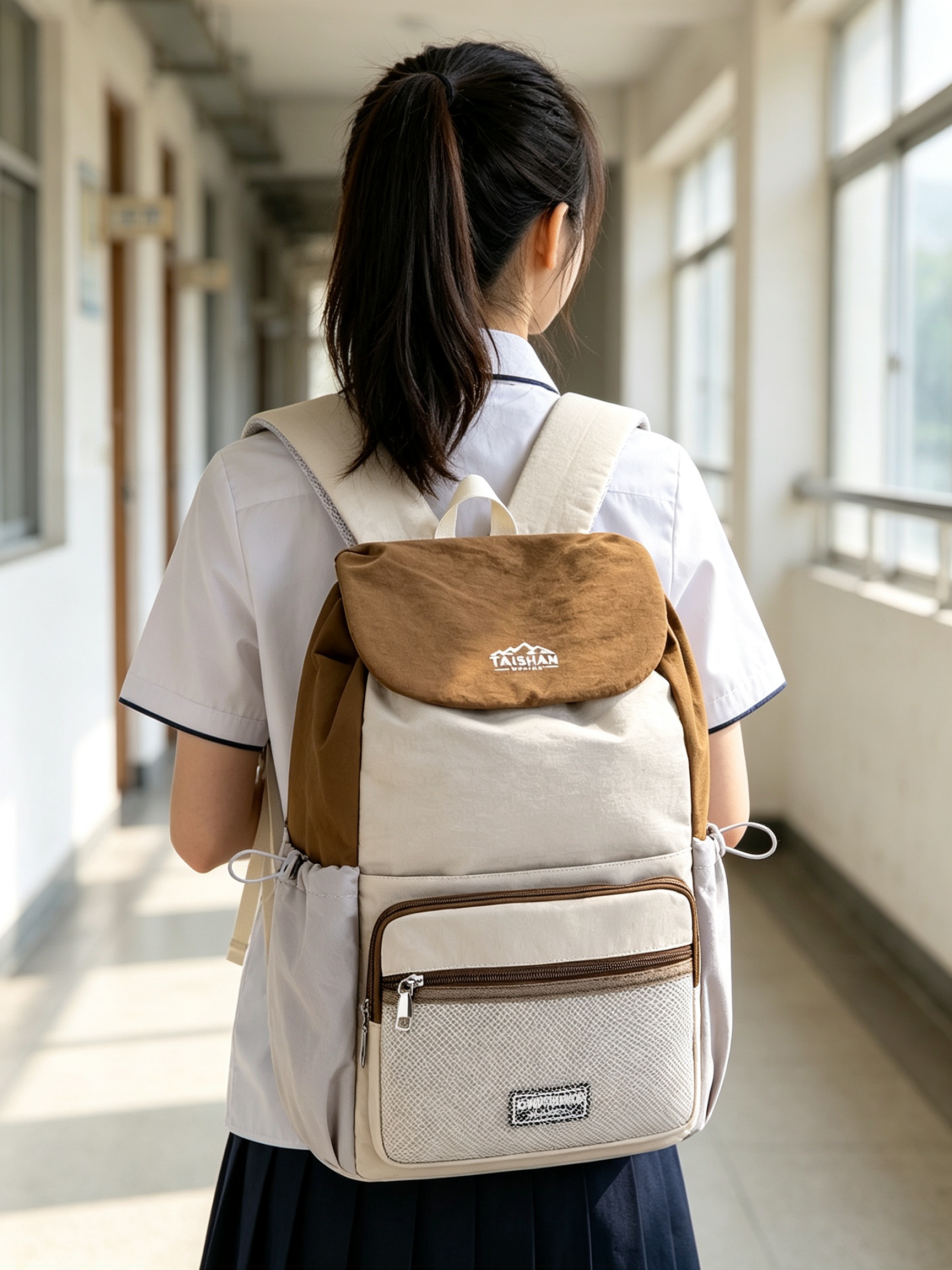 Coffee Brown Plain Backpack