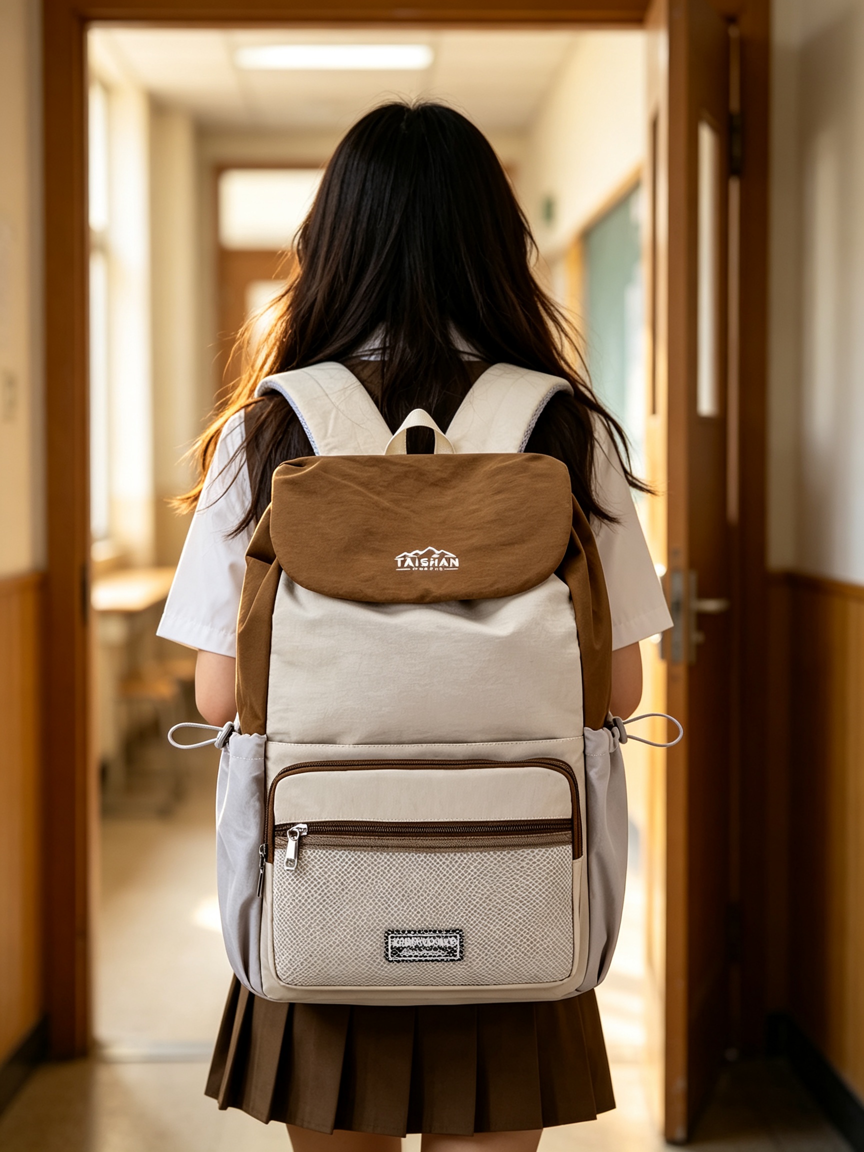 Coffee Brown Plain Backpack