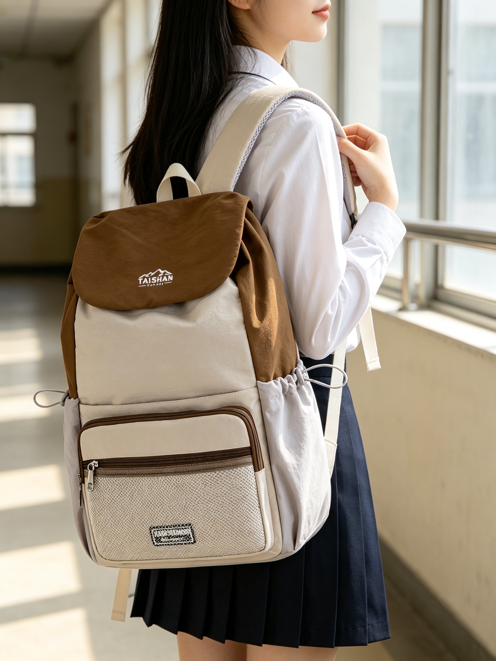 Coffee Brown Plain Backpack