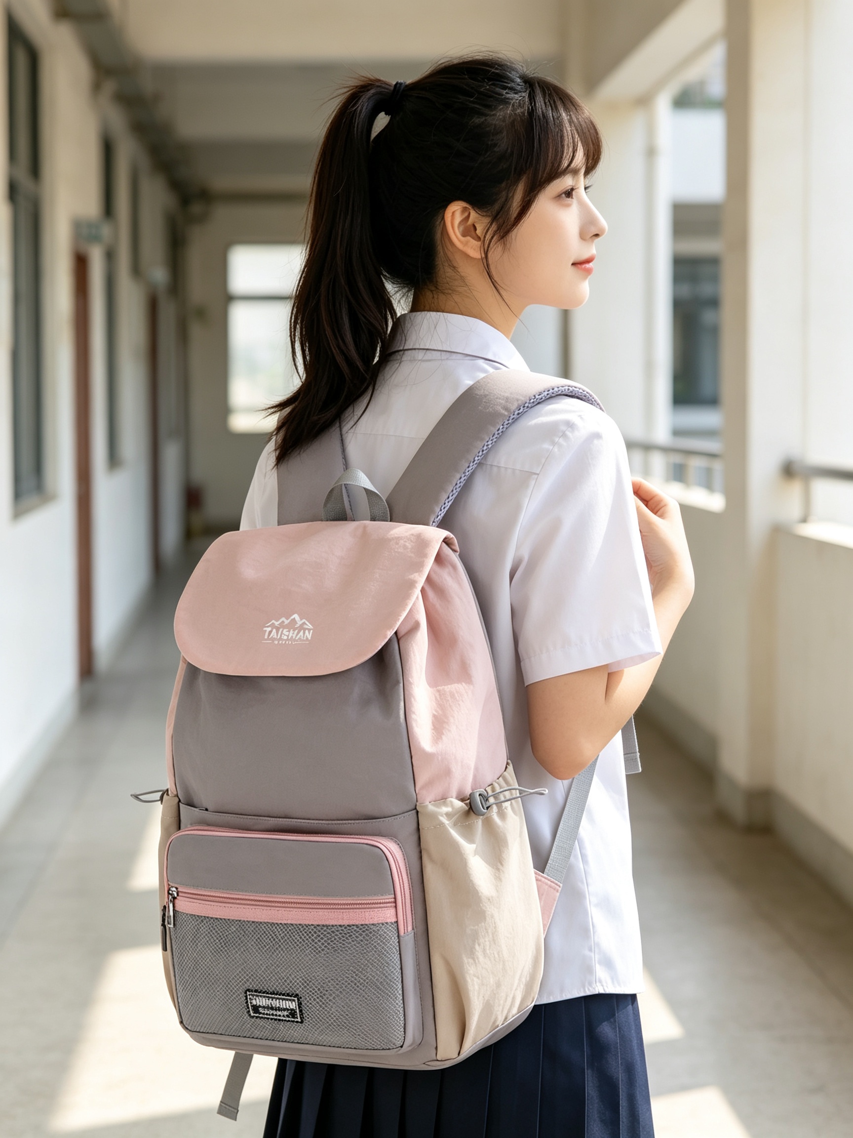 Pink Plain Backpack