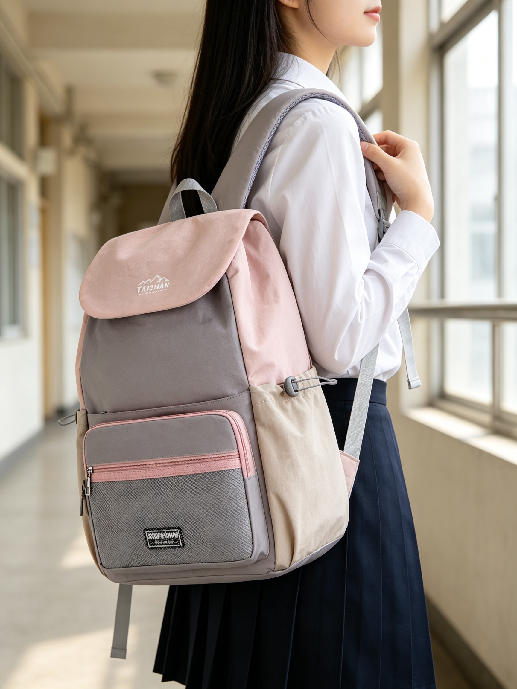 Pink Plain Backpack
