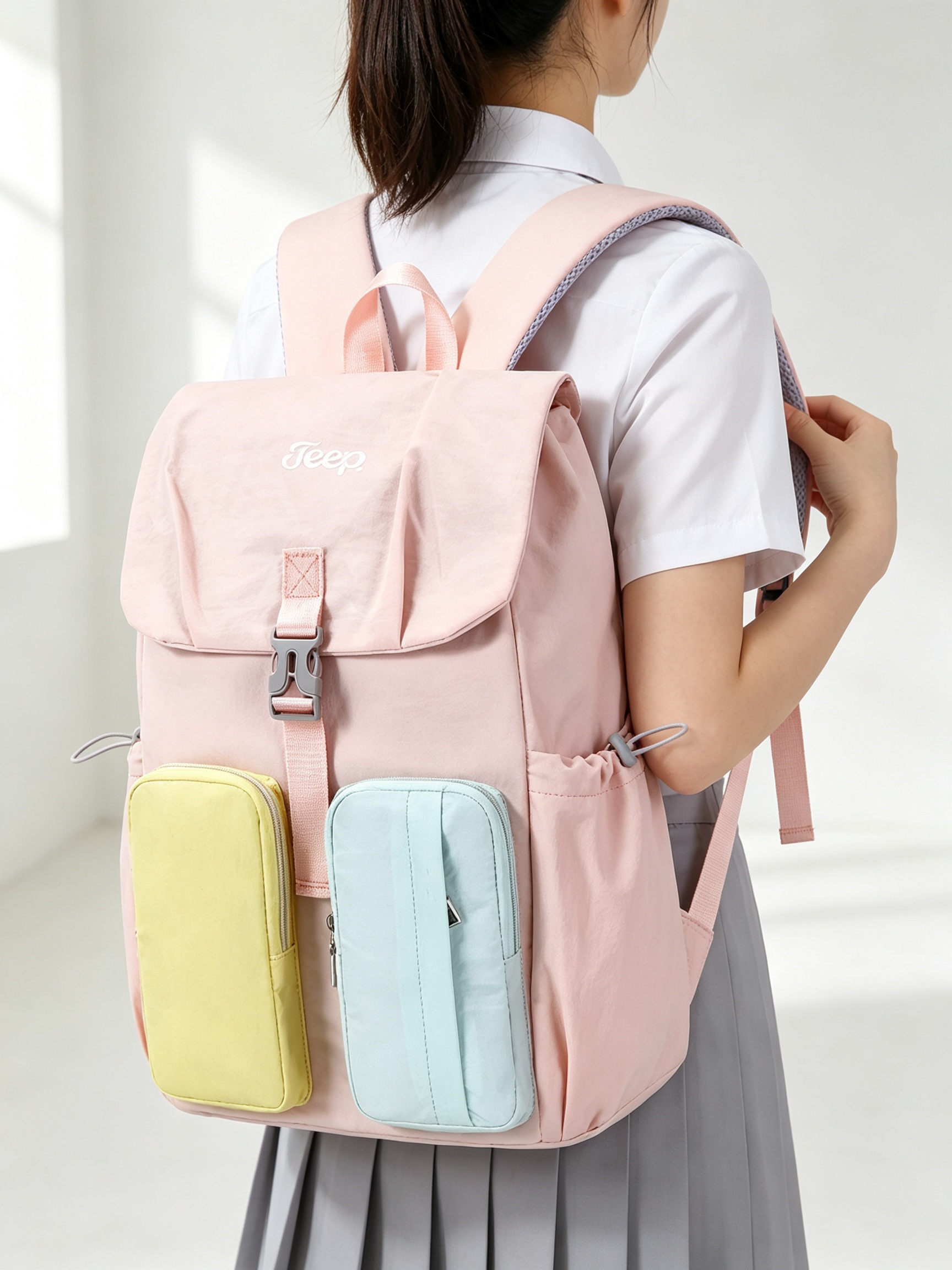 Pink Plain Backpack